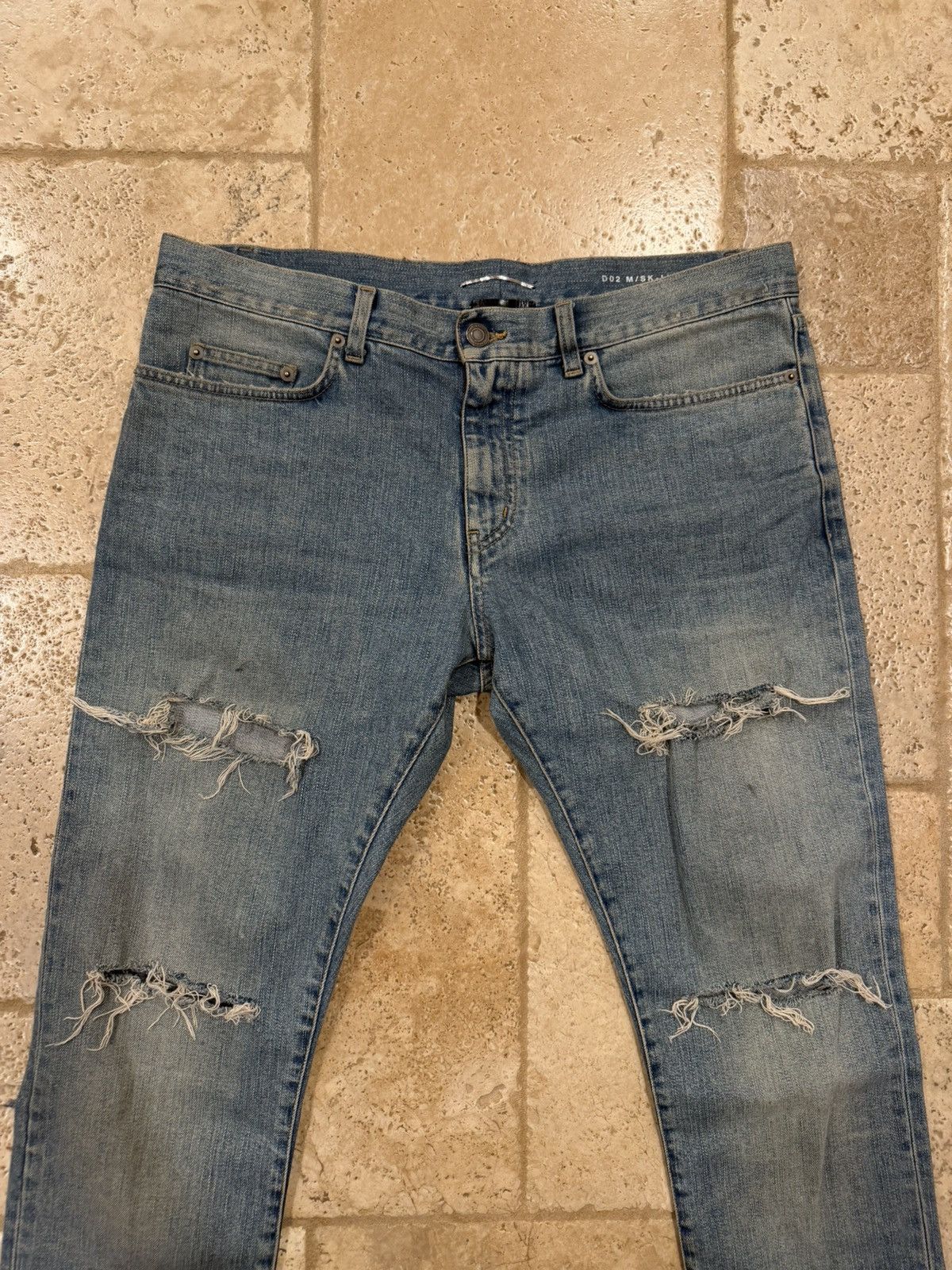 Saint Laurent Paris Saint Laurent x Hedi FW14 Knee Cut Slit Blue Wash D02 Denim Size US 34 / EU 50 - 5 Thumbnail