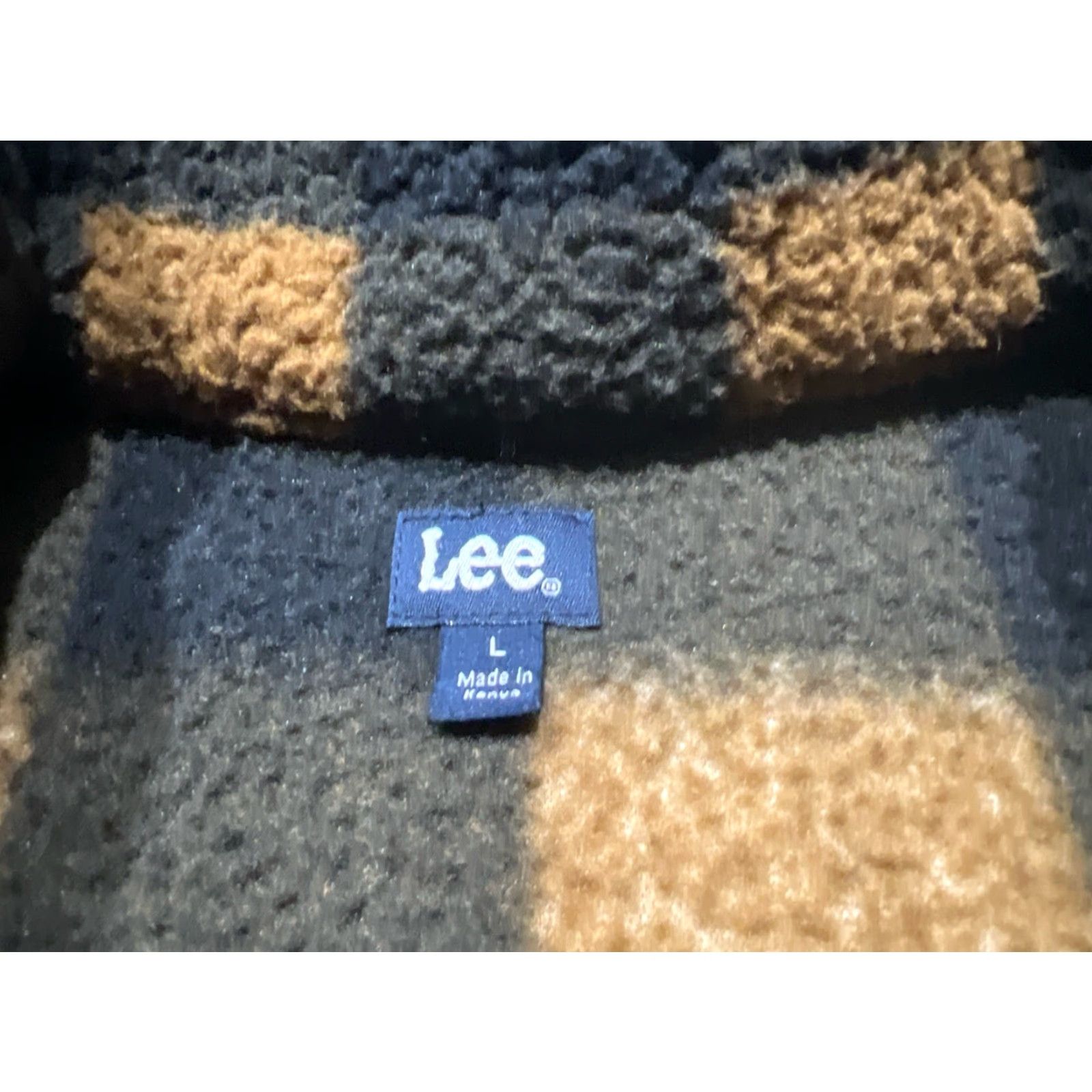 Lee Lee Women’s Plaid Long Sleeve 100% Polyester Teddy Bear Jacket Size L Gold Tan Size L / US 10 / IT 46 - 7 Thumbnail