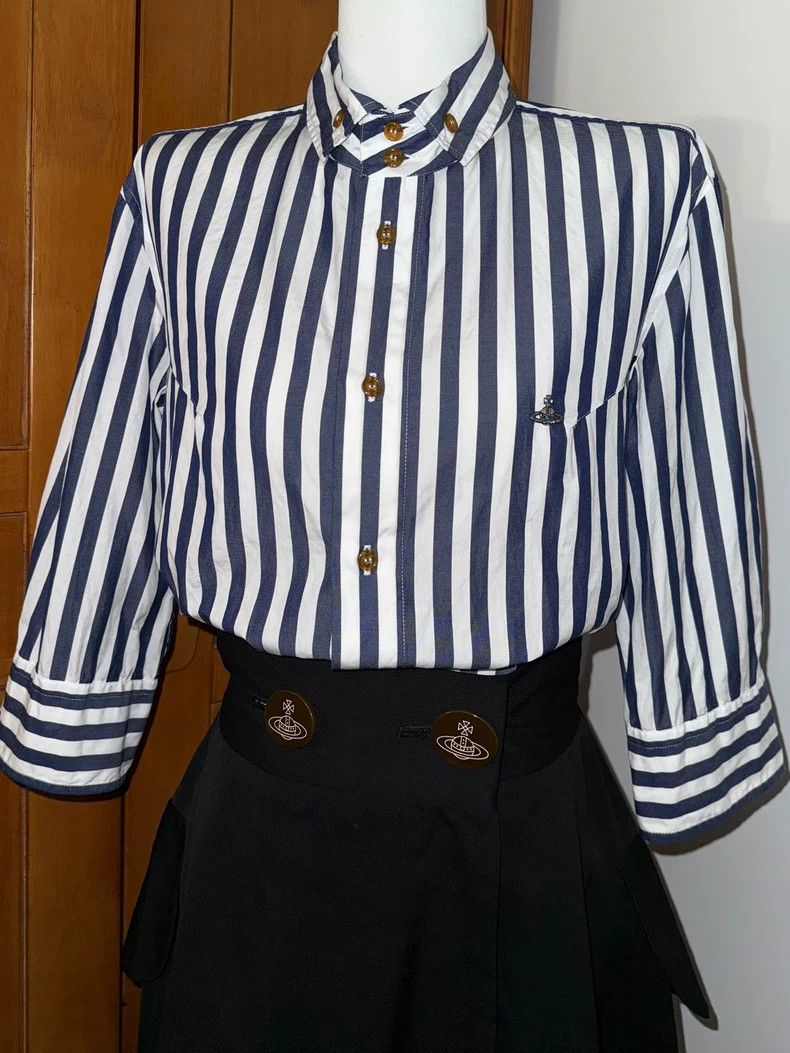 Vivienne Westwood Vivienne Westwood Striped Orb Embroidered Shirt - dmc Size US M / EU 48-50 / 2 - 1 Thumbnail