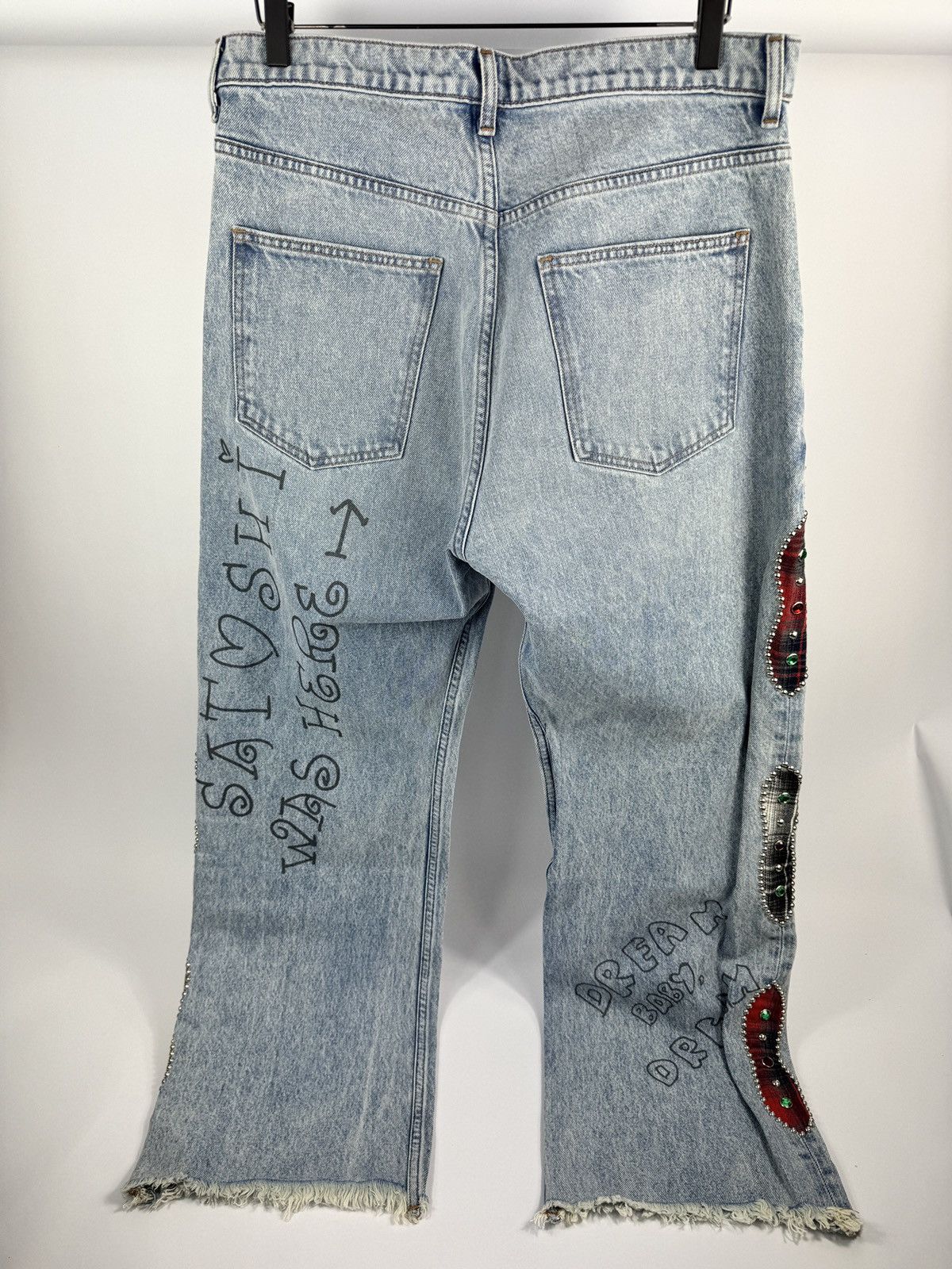 Satoshi Nakamoto Nessa Wide-Leg Printed Embellished Jeans Size US 36 / EU 52 - 4 Thumbnail