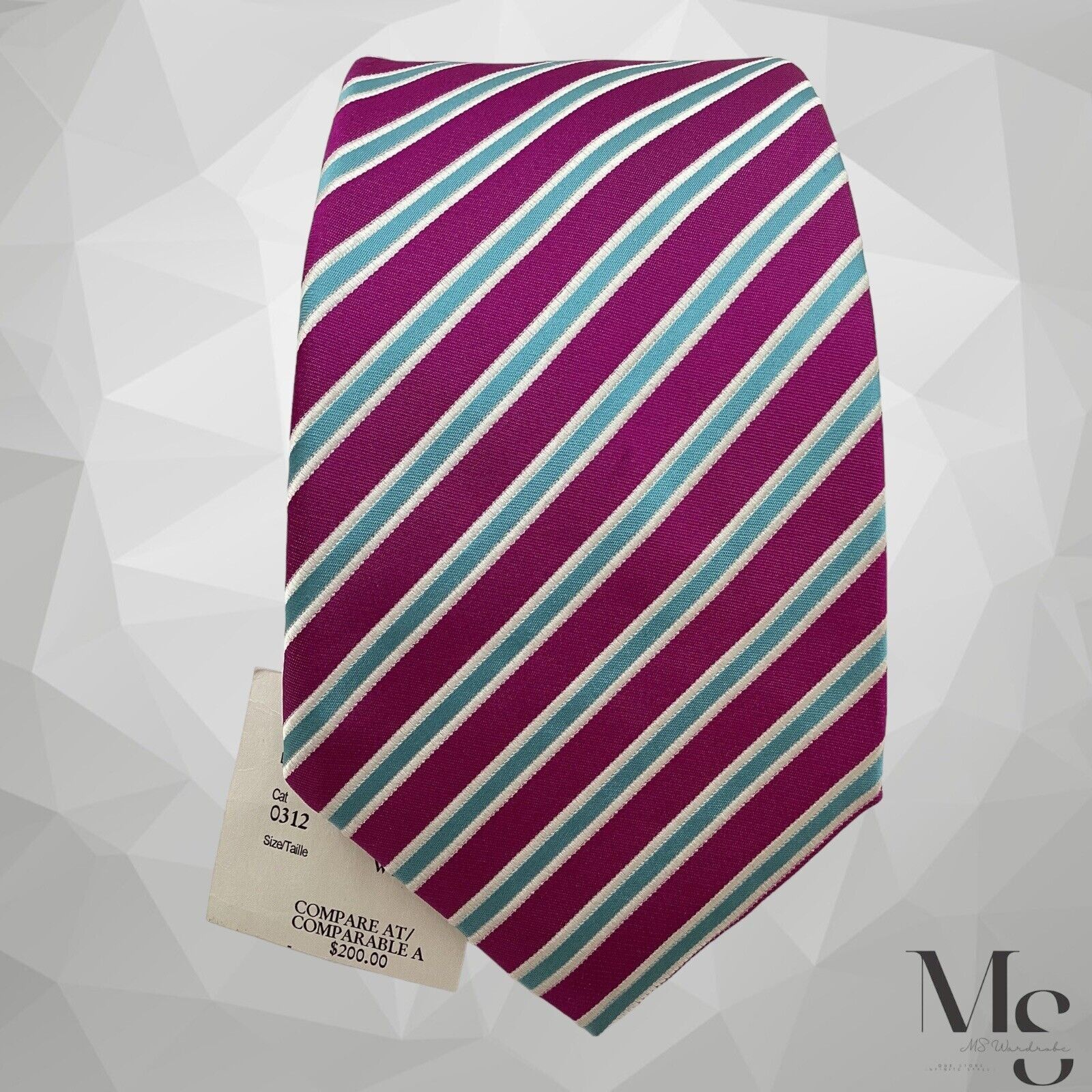 Kiton $200 KITON NAPOLI 7Fold Purple Striped Silk Tie Italy Size ONE SIZE - 3 Thumbnail