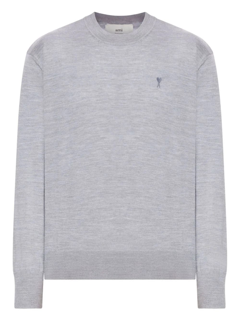 os11x0226 Embroidered-Logo Ribbed-Hem Sweater in Grey