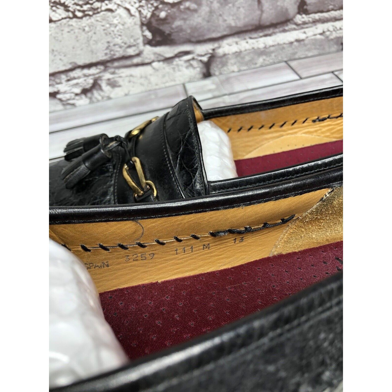 Other Anthony’s Black Leather Croc Print Tassel Loafers Dress Shoe Size US 13 / EU 46 - 11 Thumbnail