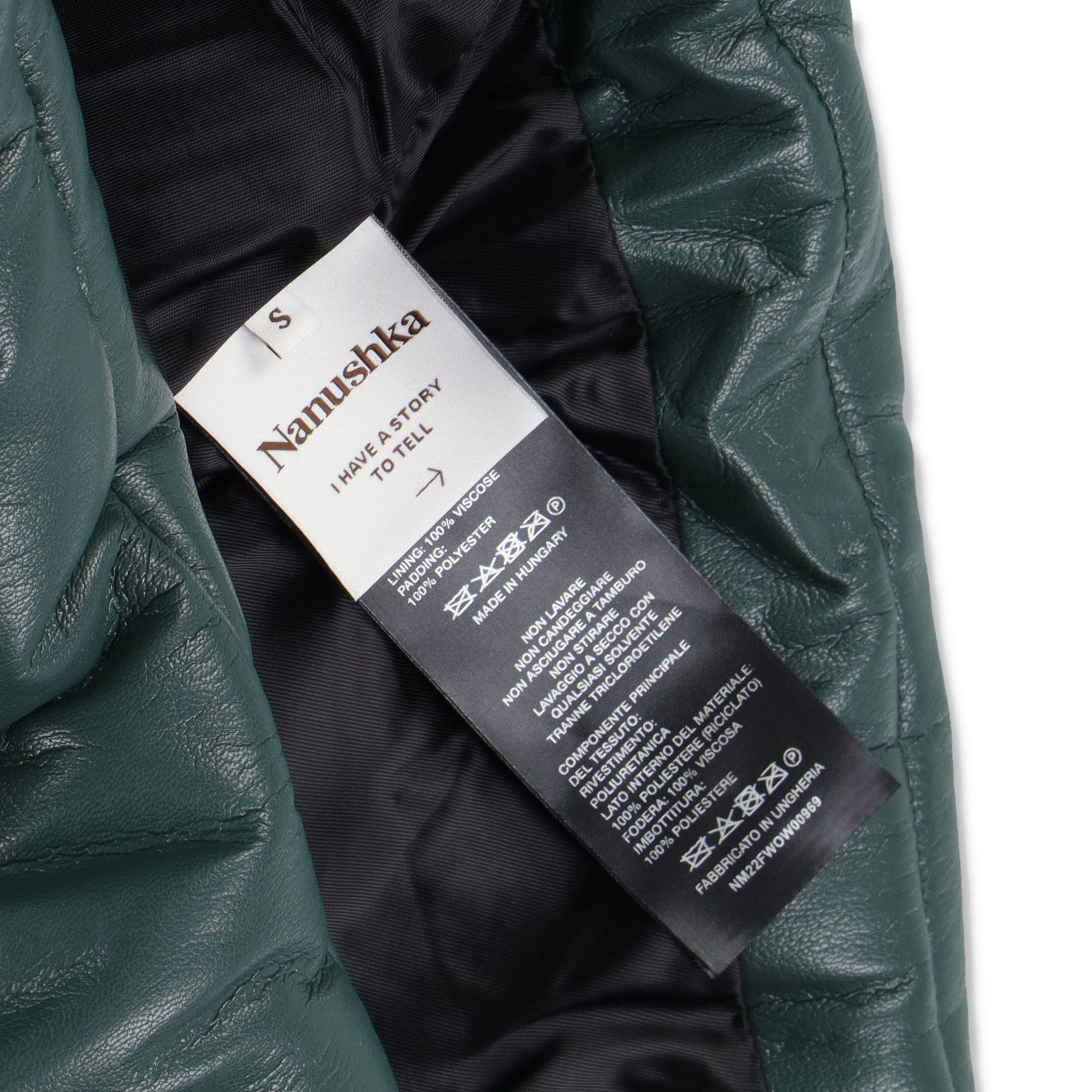Nanushka Pine Green Vegan Leather Hooded Puffer Jacket Size S / US 4 / IT 40 - 4 Thumbnail