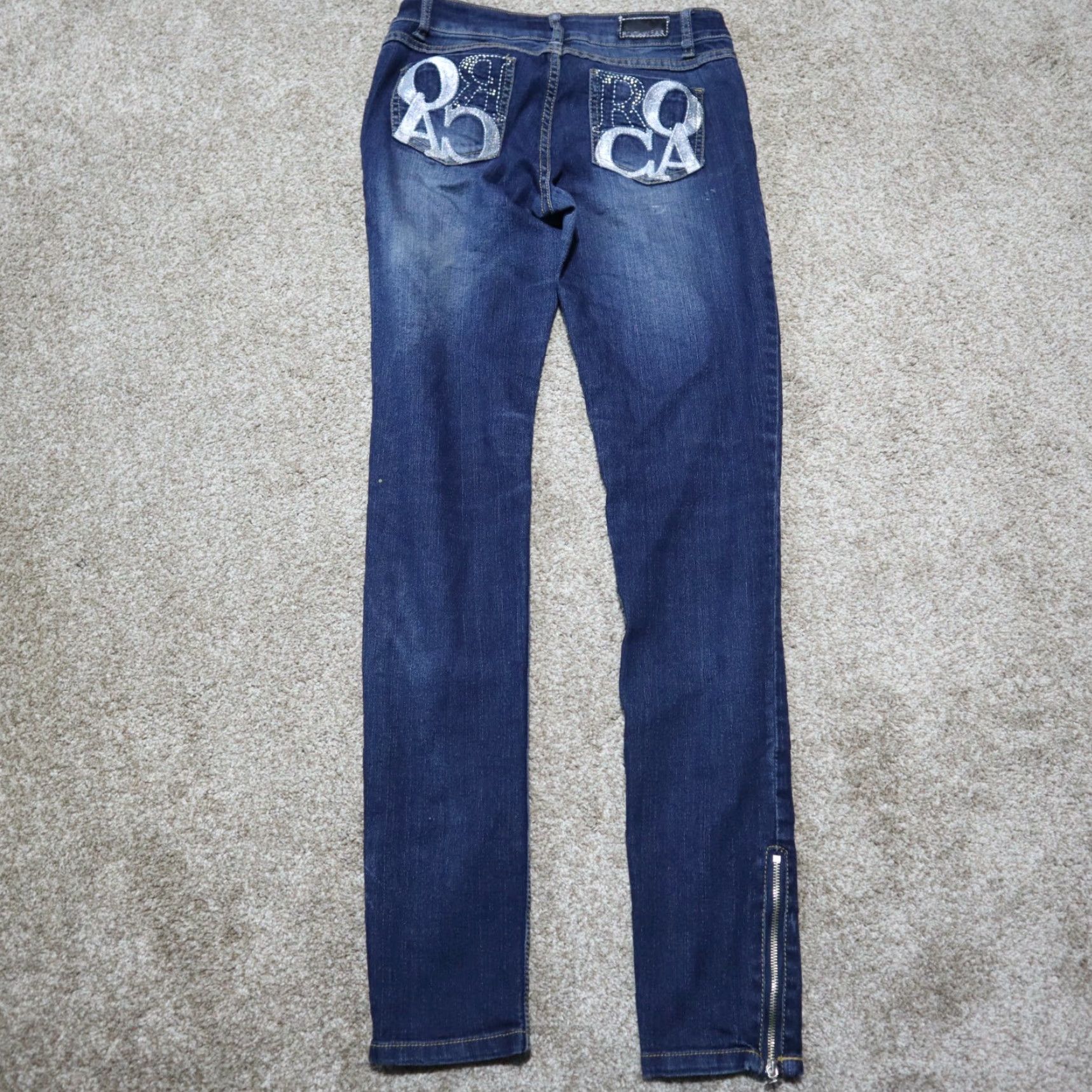 Rocawear Rocawear Jeans Women Size 5 Blue Straight Leg Embroidered Zip Ankle Pockets Size 27" / US 4 / IT 40 - 8 Thumbnail