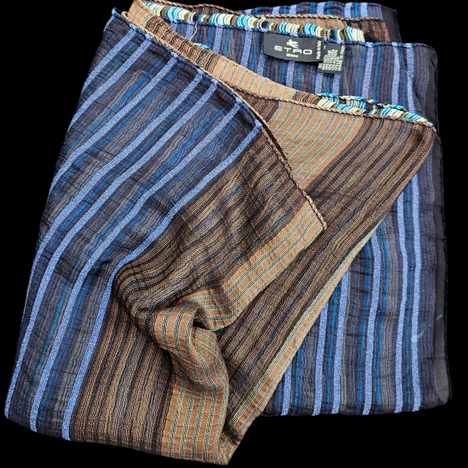 Etro Vintage Etro Milano 40% Silk Woven Stripe Shawl 26 x 80" Size ONE SIZE - 10 Thumbnail