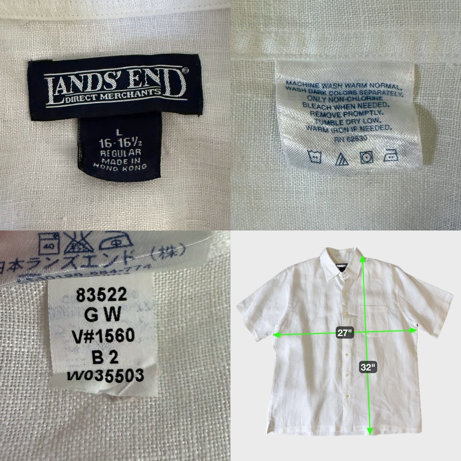 Lands' End VINTAGE Lands' End Linen Shirt White Men L Large 90s Coastal Resort Preppy Classic Pocket Short Sleeve Button-Up Size US L / EU 52-54 / 3 - 8 Thumbnail