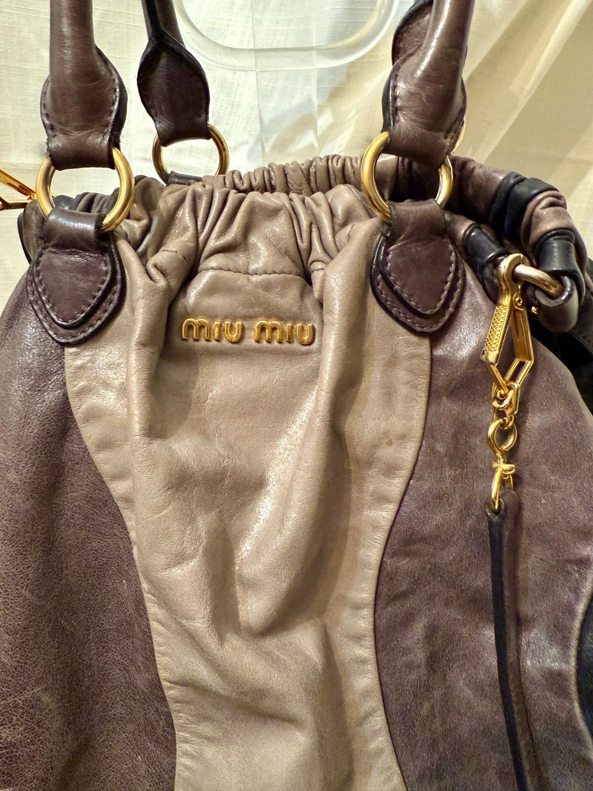 Miu Miu Mui Mui Hobo Leather Bucket Bag Size ONE SIZE - 10 Thumbnail