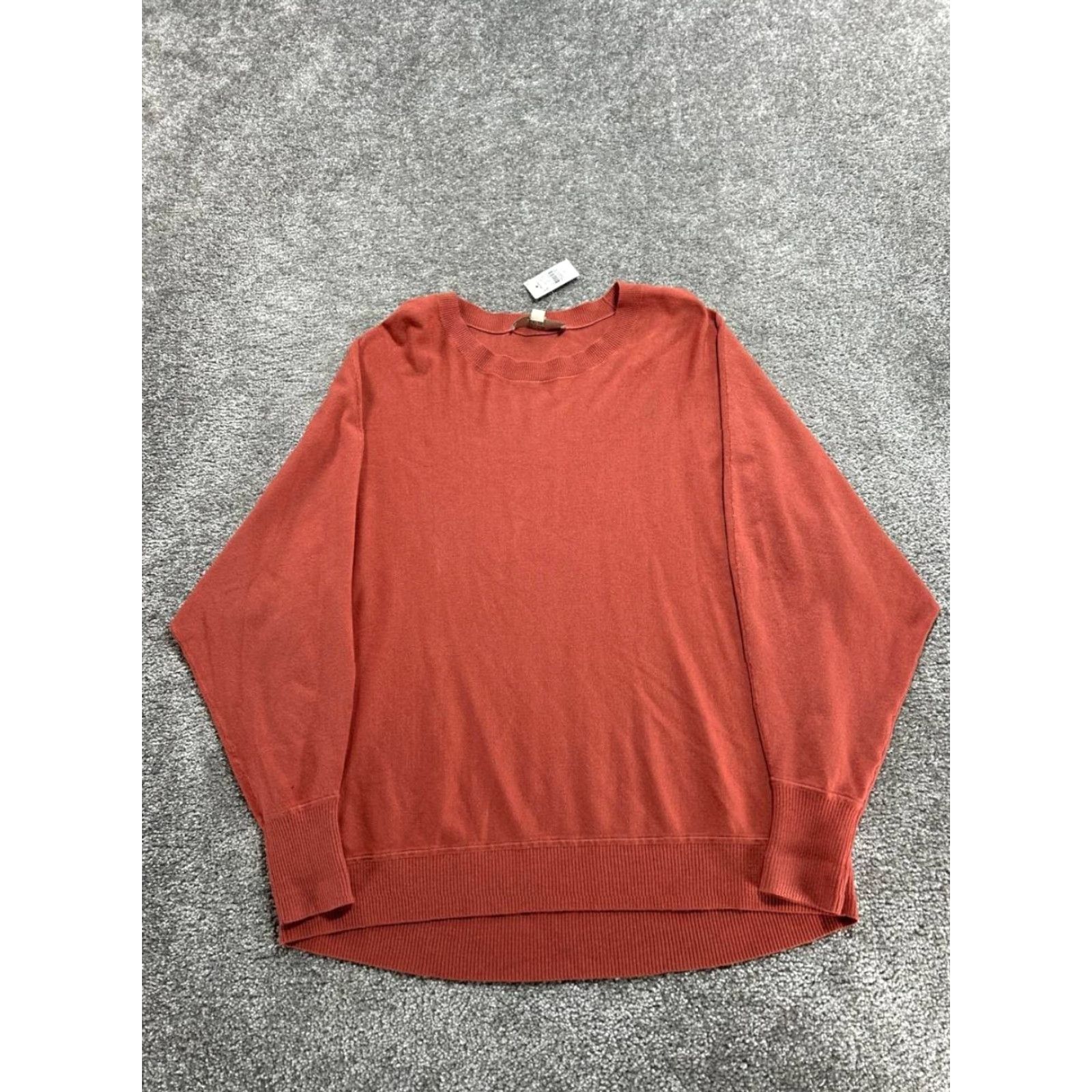 Loft LOFT Sweater Womens M Orange Rayon Knit Crew Neck Long Sleeve Down Shoulder Pullover Casual Fall Winter Modern, Regular Fit, Classic Theme, 50s? Size M / US 6-8 / IT 42-44 - 2 Thumbnail