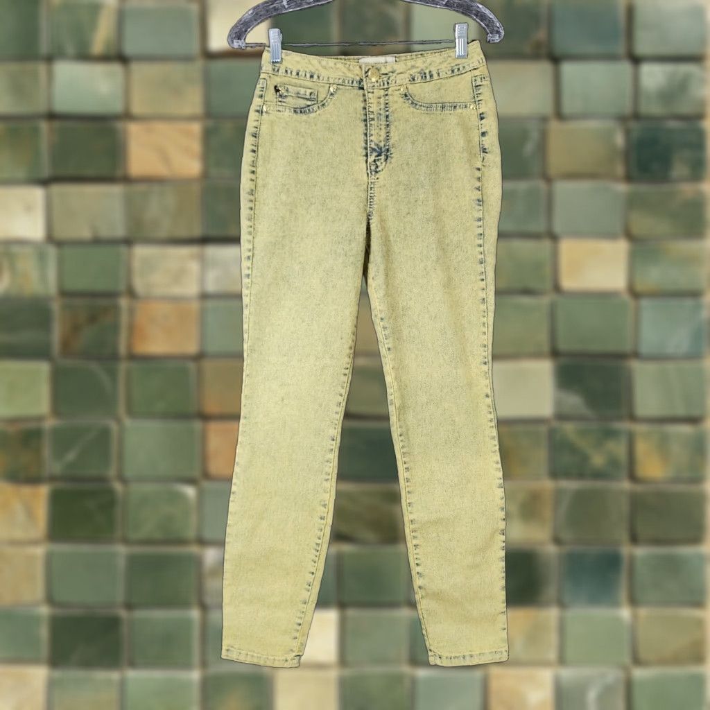 Vintage NICKI MINAJ Womens Jeans Jegging Yellow Acid Wash Stretch Curvy Size 8 26" W 27" Inseam Womens Size 30" / US 8 / IT 44 - 1 Thumbnail