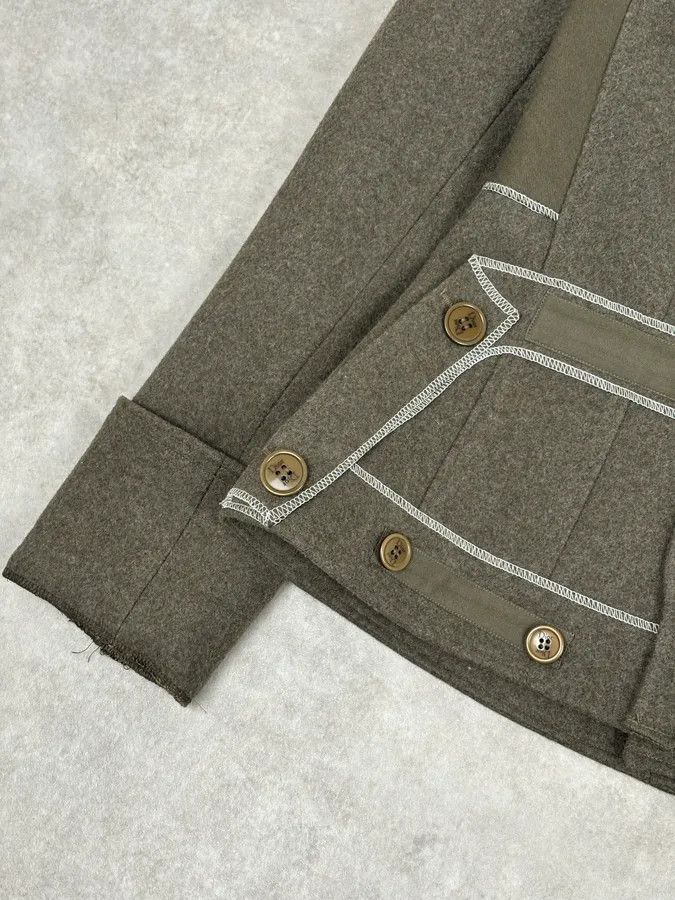 Dior AW2006 Christian Dior Khaki Wool Contrast Stitch Blazer Jacket Size M / US 6-8 / IT 42-44 - 8 Thumbnail