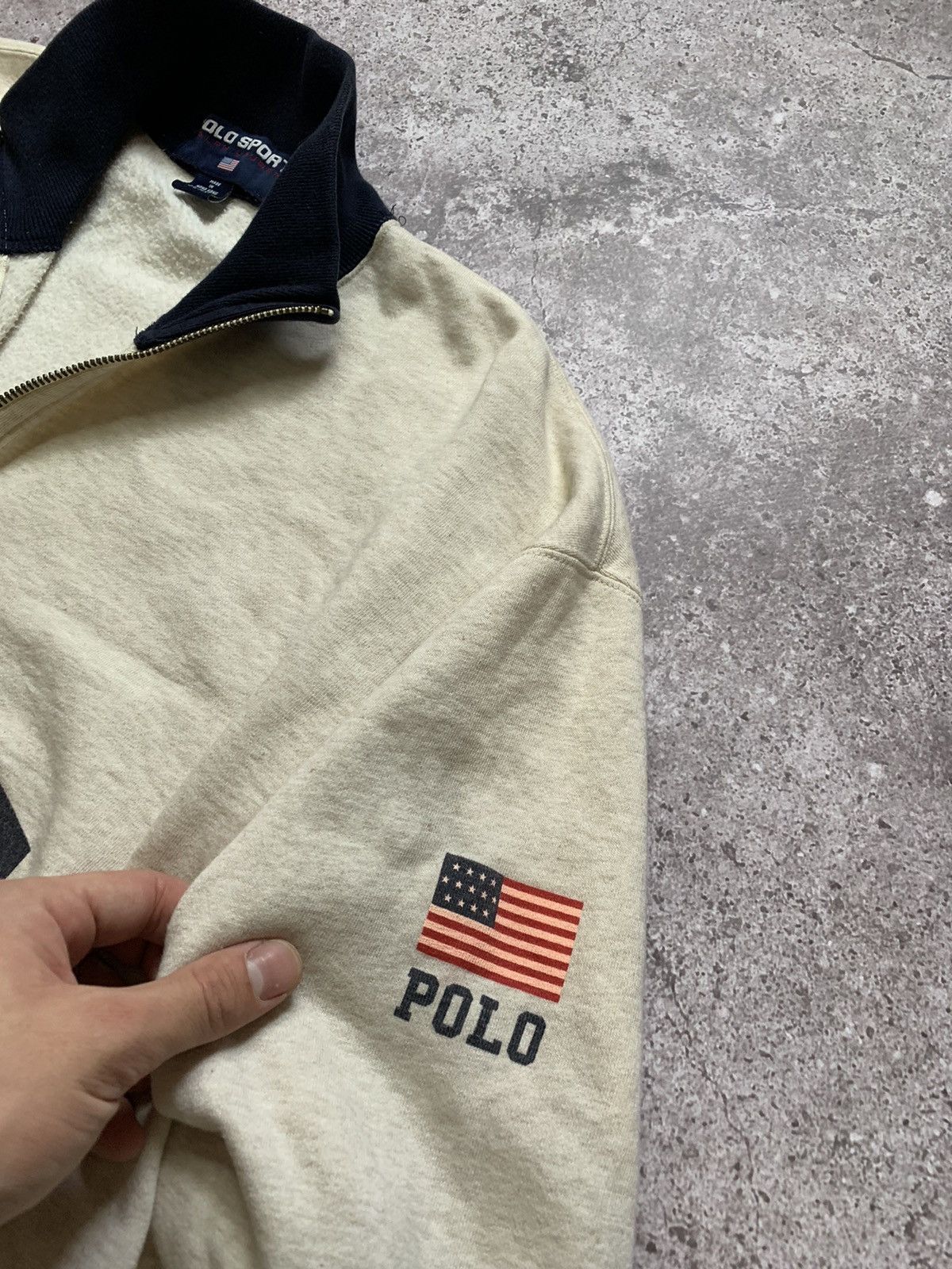 Lo Life × Polo Ralph Lauren × Ralph Lauren Sport Vintage 90s Polo Ralph Lauren USA Flag logo sweatshirt Size US L / EU 52-54 / 3 - 4 Thumbnail