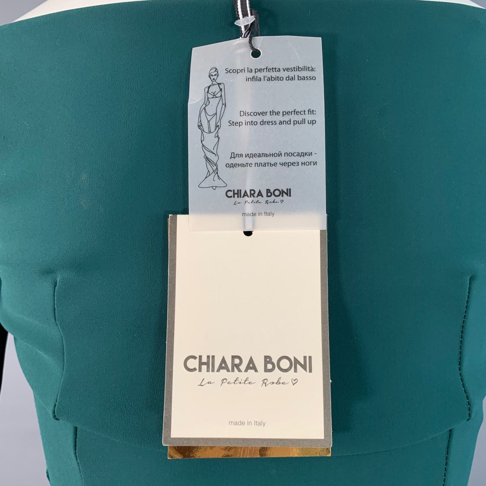 Chiara Boni Kaliska Green Velvet Polyamide Off Shoulder Fitted Dress Size XS / US 0-2 / IT 36-38 - 5 Thumbnail