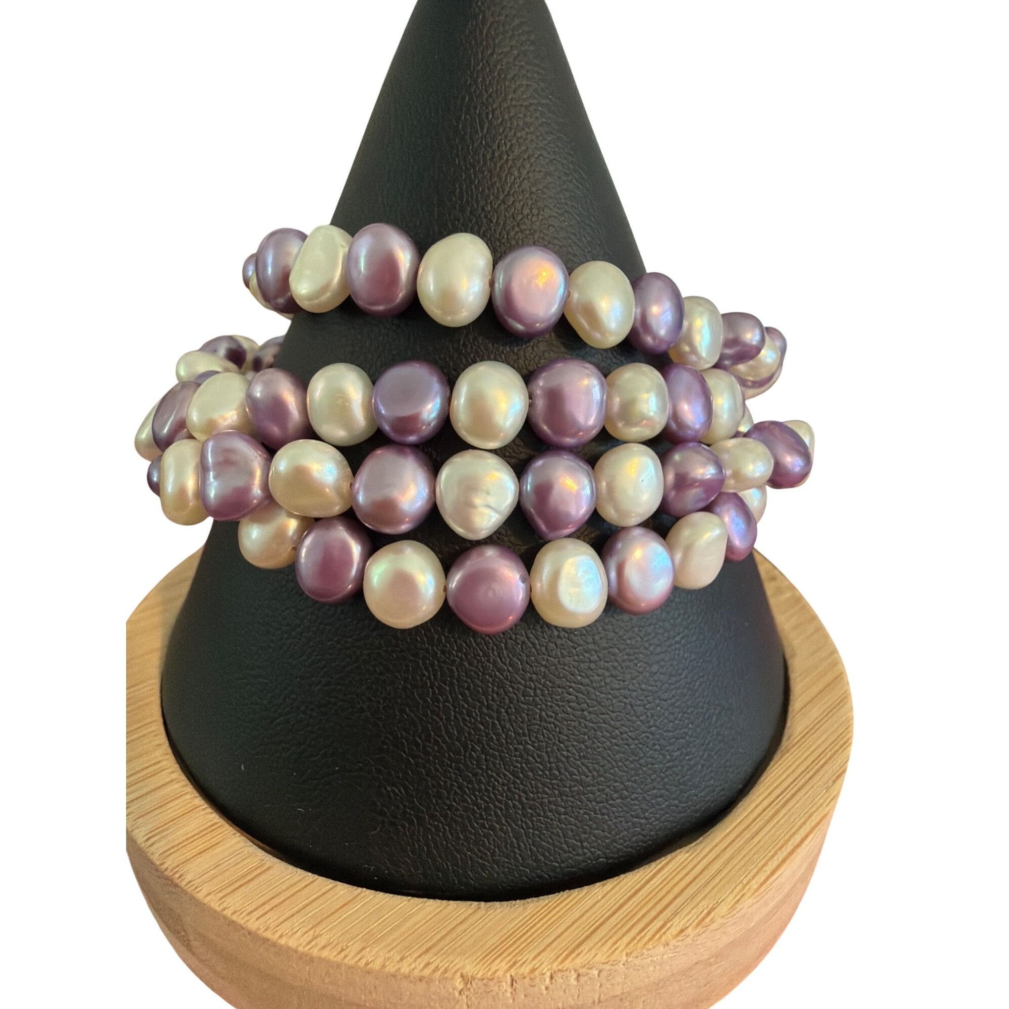 Other Vtg Lot of 4 Pearl Stretch Bracelets Lavender White Freshwat Size ONE SIZE - 1 Thumbnail