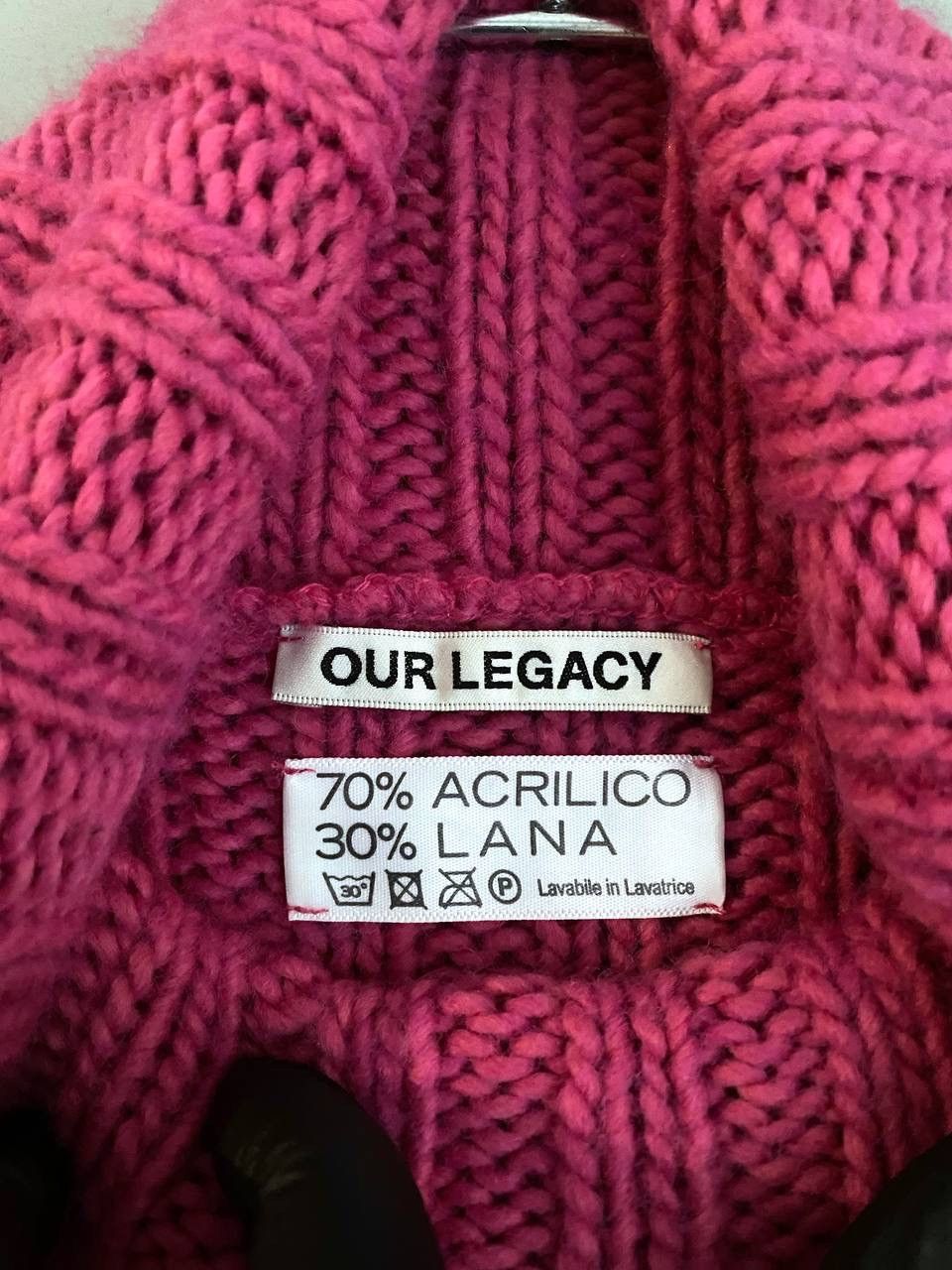 Our Legacy Men's Large Rib Turtleneck Pink Knit Sweater, L