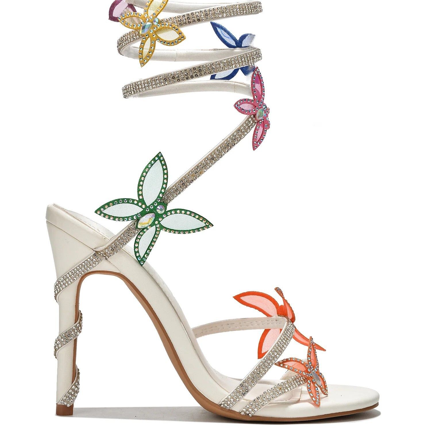 Other Fly Girl White Upper & Rhinestones Multi Color Butterfly Wra Size US 6.5 / IT 36.5 - 8 Thumbnail