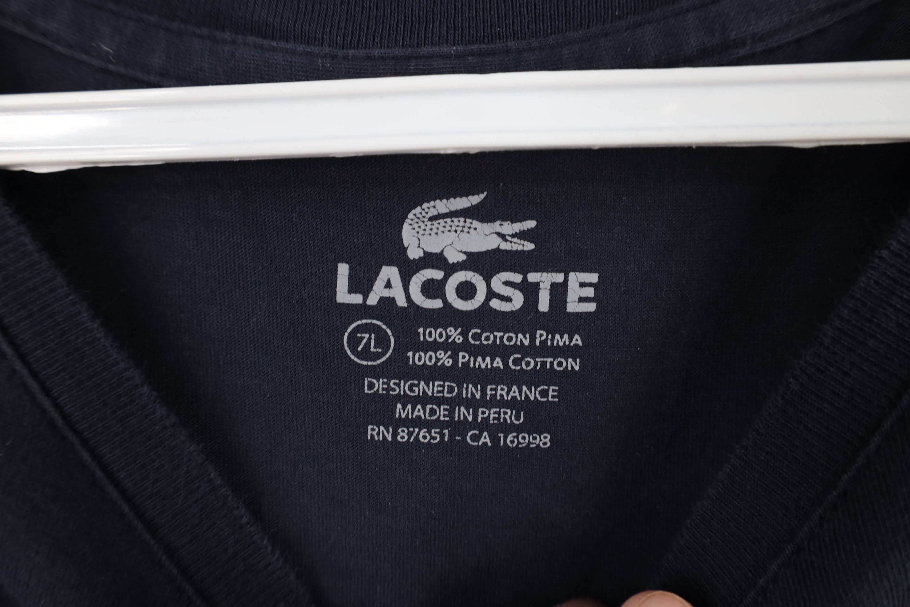 Lacoste × Vintage Lacoste Long Faded Croc Logo Pima Cotton T-Shirt Navy Blue Size US XXL / EU 58 / 5 - 8 Thumbnail