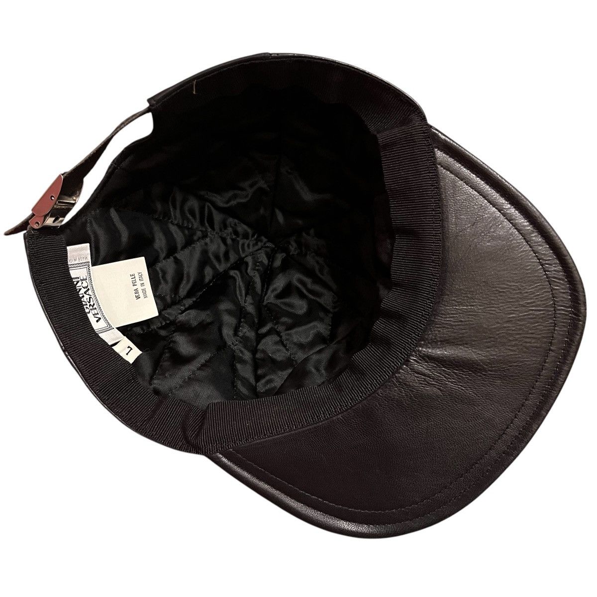 Versace × Vintage Authentic Vintage Gianni Versace Medusa Leather Cap Hat Size ONE SIZE - 8 Thumbnail