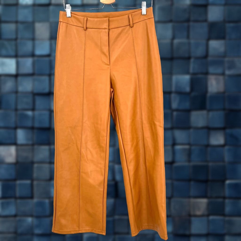 VINTAGE 7 For All Mankind 7FAMK High Rise Wide-Leg Vegan Faux Leather Crop Pants Boho M