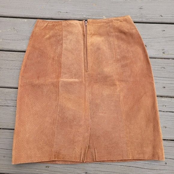 Vintage Vintage 90s y2k Bratz Brown Suede Leather High Waisted Midi Size 32" / US 10 / IT 46 - 5 Thumbnail