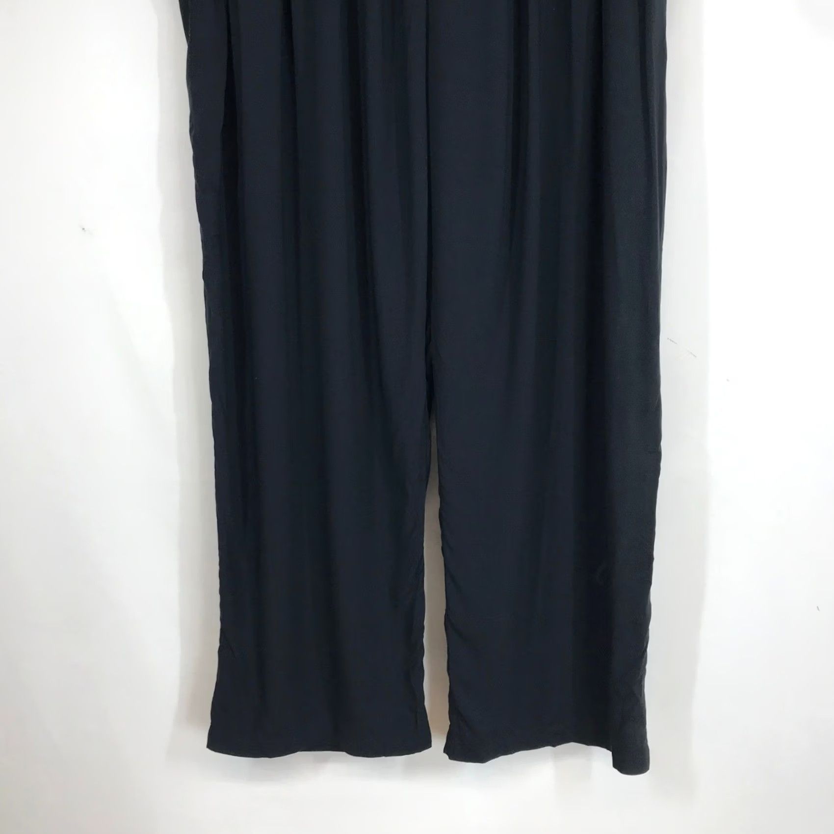 Vintage Na Nin Black Rayon Pleated Wide Leg Trousers Women XXL Made in USA – Minimalist Fashion Pants for Business, Casual & Workwear Size 40" / US 18 - 3 Thumbnail