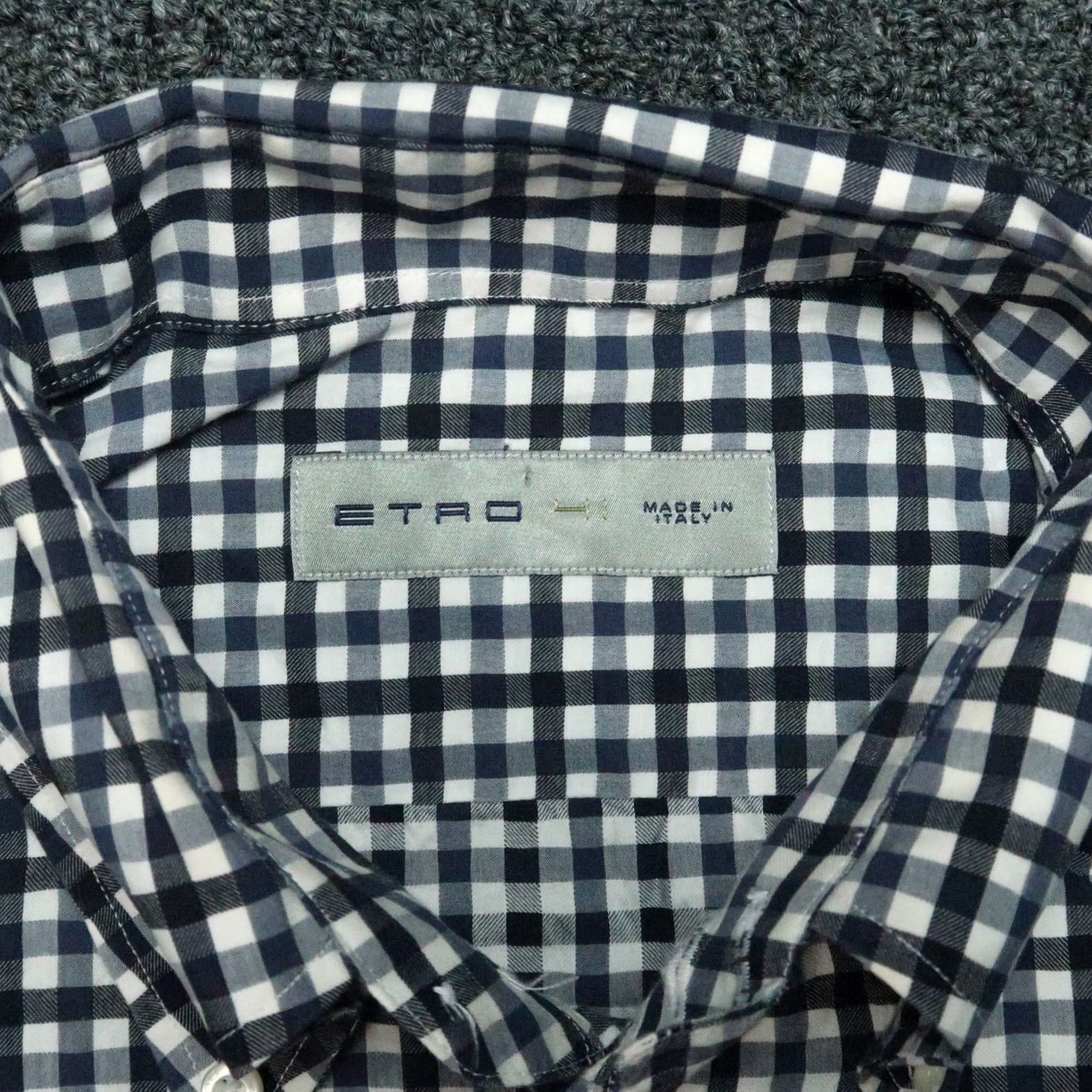 Etro ETRO Shirt Mens L White Black Blue Gingham Check Long Sleeve Button-Up Organic? (no) Size US L / EU 52-54 / 3 - 3 Thumbnail