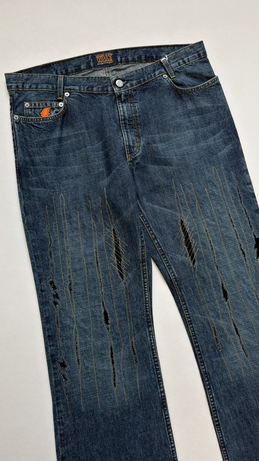Walter Van Beirendonck 1990s ‘Lightning Bolt’ Scar Stitch Denim Jeans Size US 32 / EU 48 - 8 Thumbnail