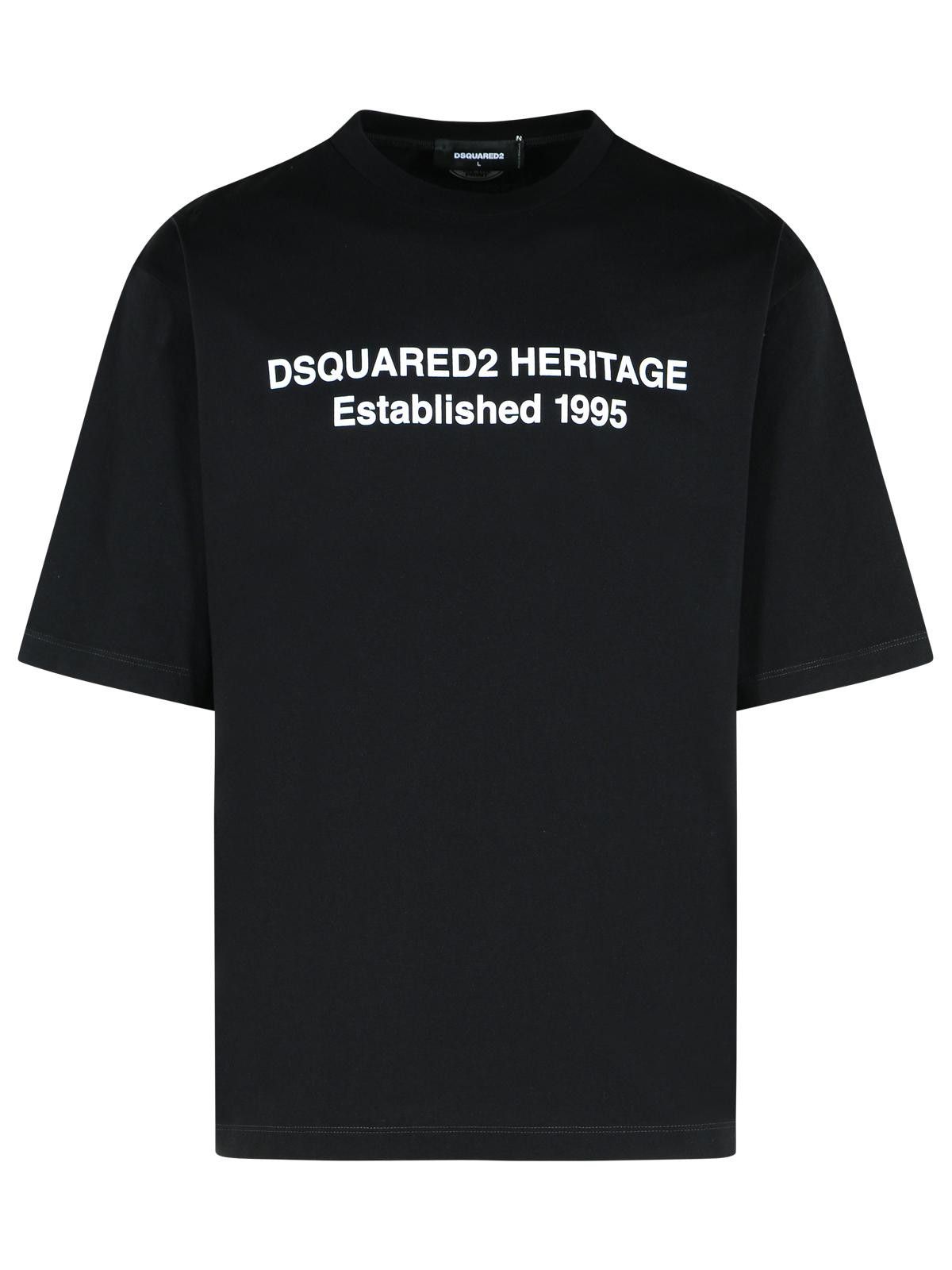 Dsquared2 DSQUARED2 'Heritage' Black Cotton T-Shirt Size US XL / EU 56 / 4 - 1 Thumbnail