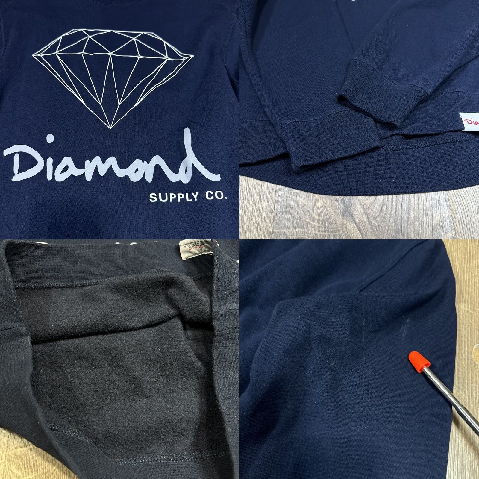 Vintage Diamond Mens Blue Pullover Sweater Fleece Lining Graphic Print Cotton Blend Sz M Size US M / EU 48-50 / 2 - 8 Thumbnail