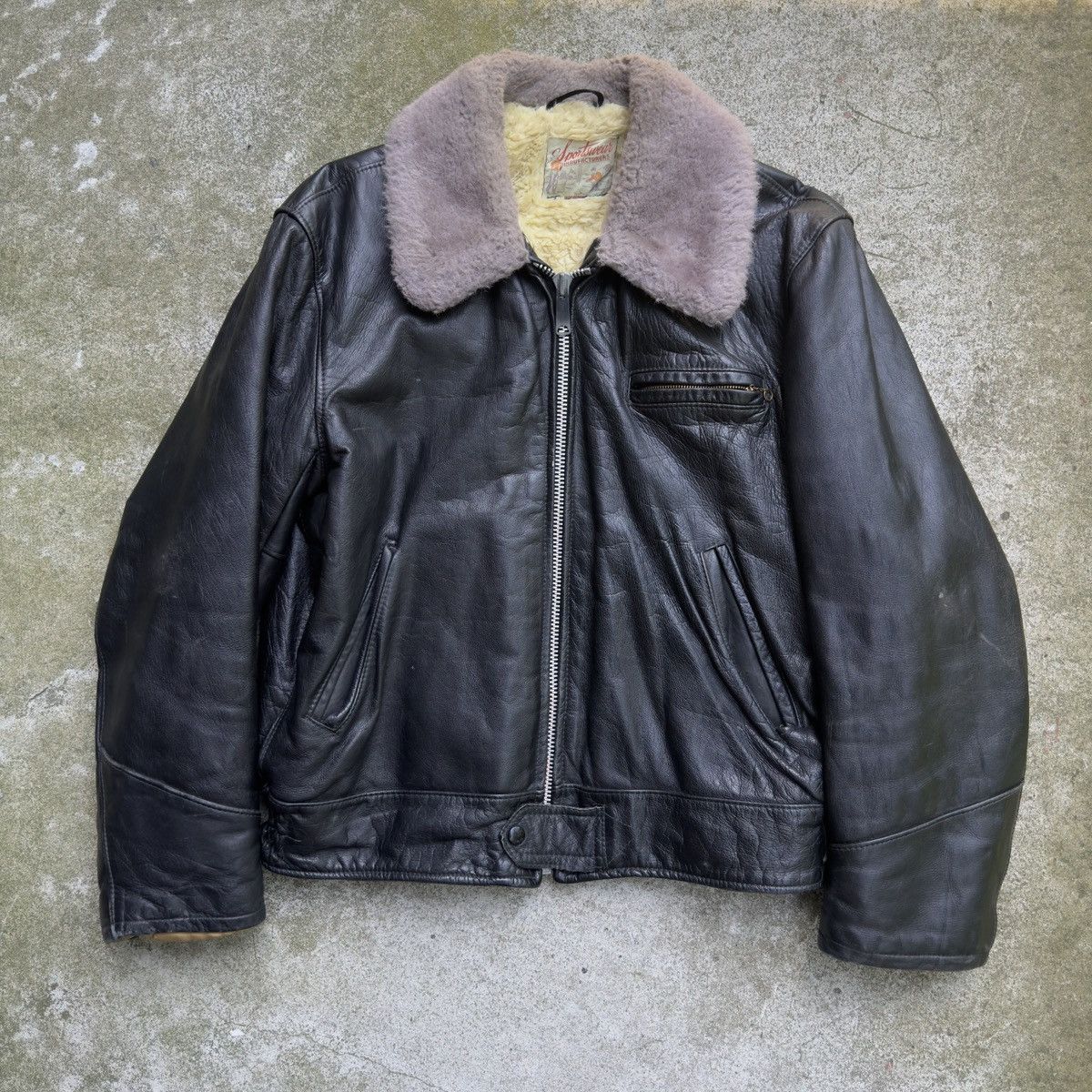 Vintage 40s 50s Leather Horsehide Shearling Jacket ERD Grunge Size US L / EU 52-54 / 3 - 2 Thumbnail