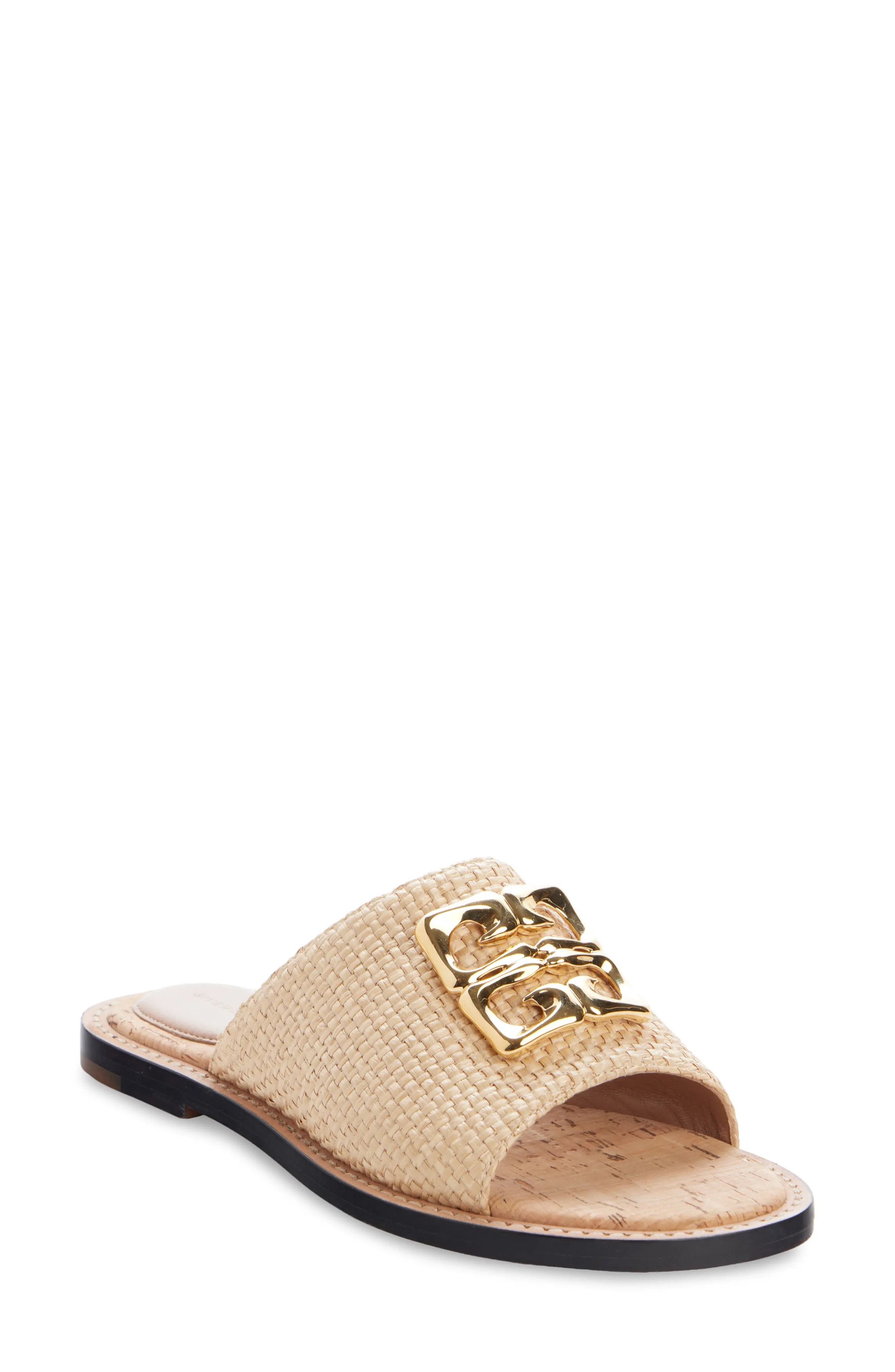 Givenchy o1srvl11e1225 Raffia Slide Sandals in Beige Size US 6 / IT 36 - 2 Thumbnail