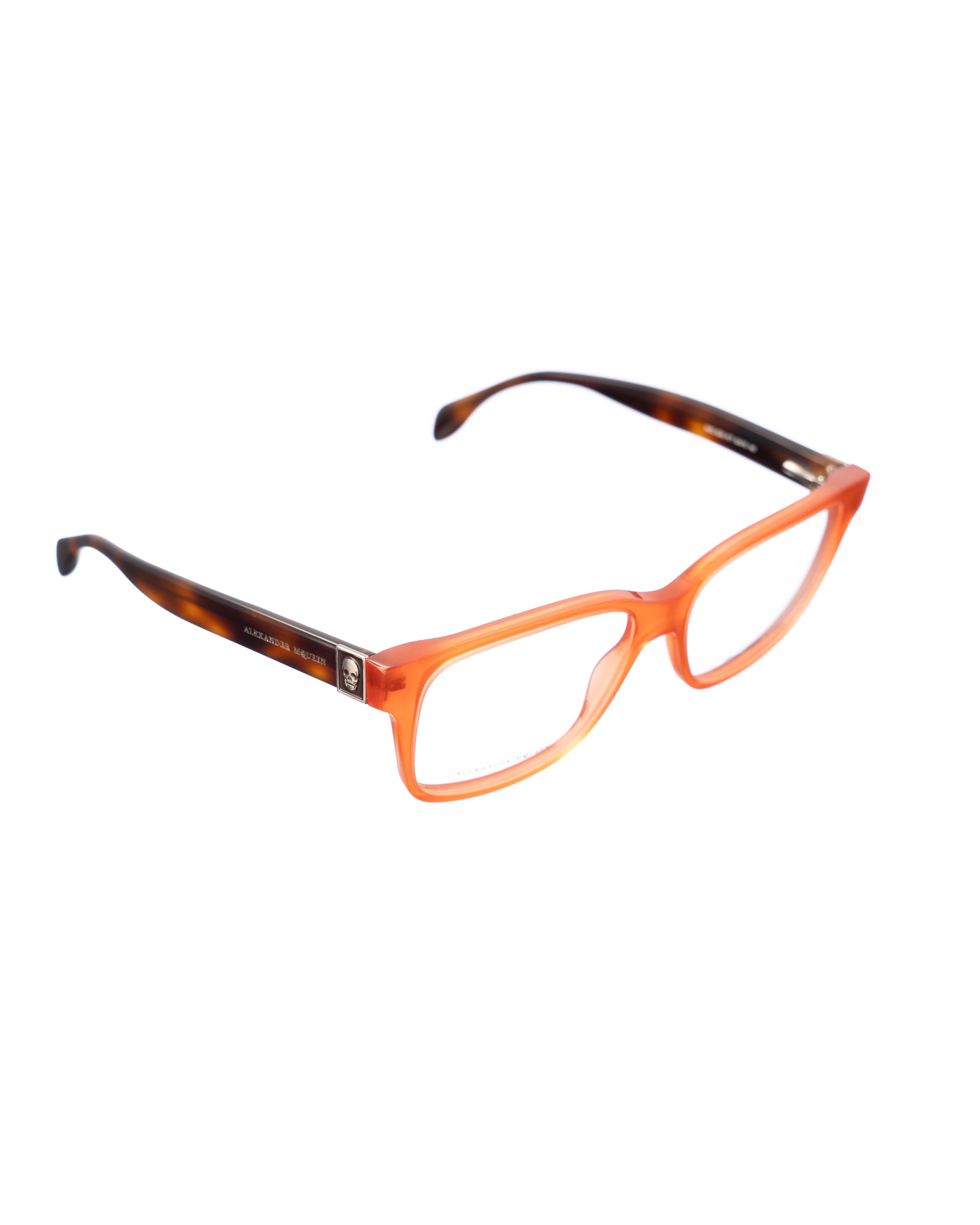 Alexander McQueen Alexander McQueen 00s Bold Nerdy Havana and Orange Glasses Size ONE SIZE - 3 Thumbnail