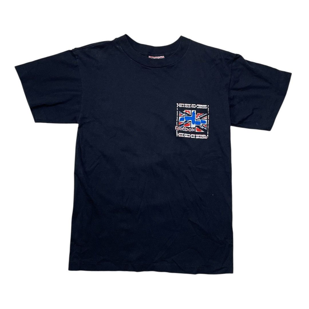 Reebok Vintage 90s Reebok T-Shirt Navy Blue UK Flag Graphic Retro Size US L / EU 52-54 / 3 - 3 Thumbnail