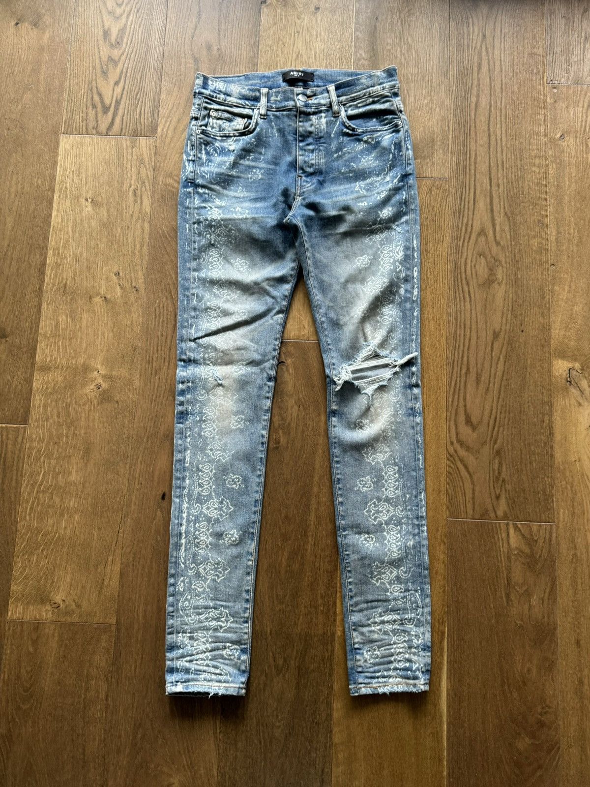 Amiri Amiri Jeans Bandana Bleach Stained Distressed Skinny Denim Size US 32 / EU 48 - 1 Thumbnail