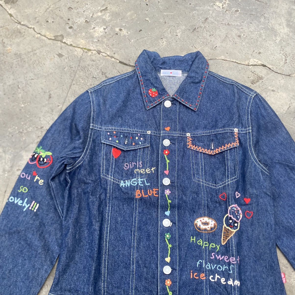 90s Angel Blue Embroidered Denim Jacket