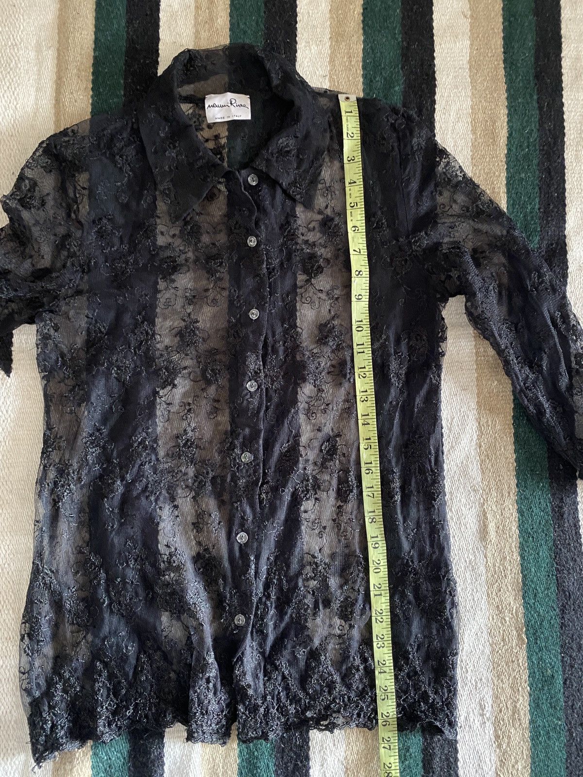 Mauri Riva Italian Designer Lace Shirt Sheer Floral Archive