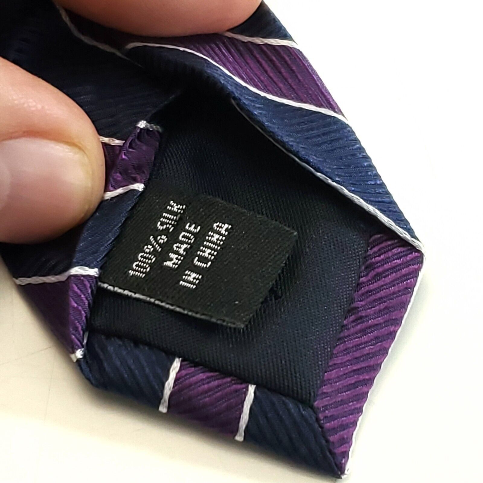 Jos. A. Bank Jos A Bank Traveler Stain Resistant Silk Tie Blue Purple Str Size ONE SIZE - 4 Thumbnail