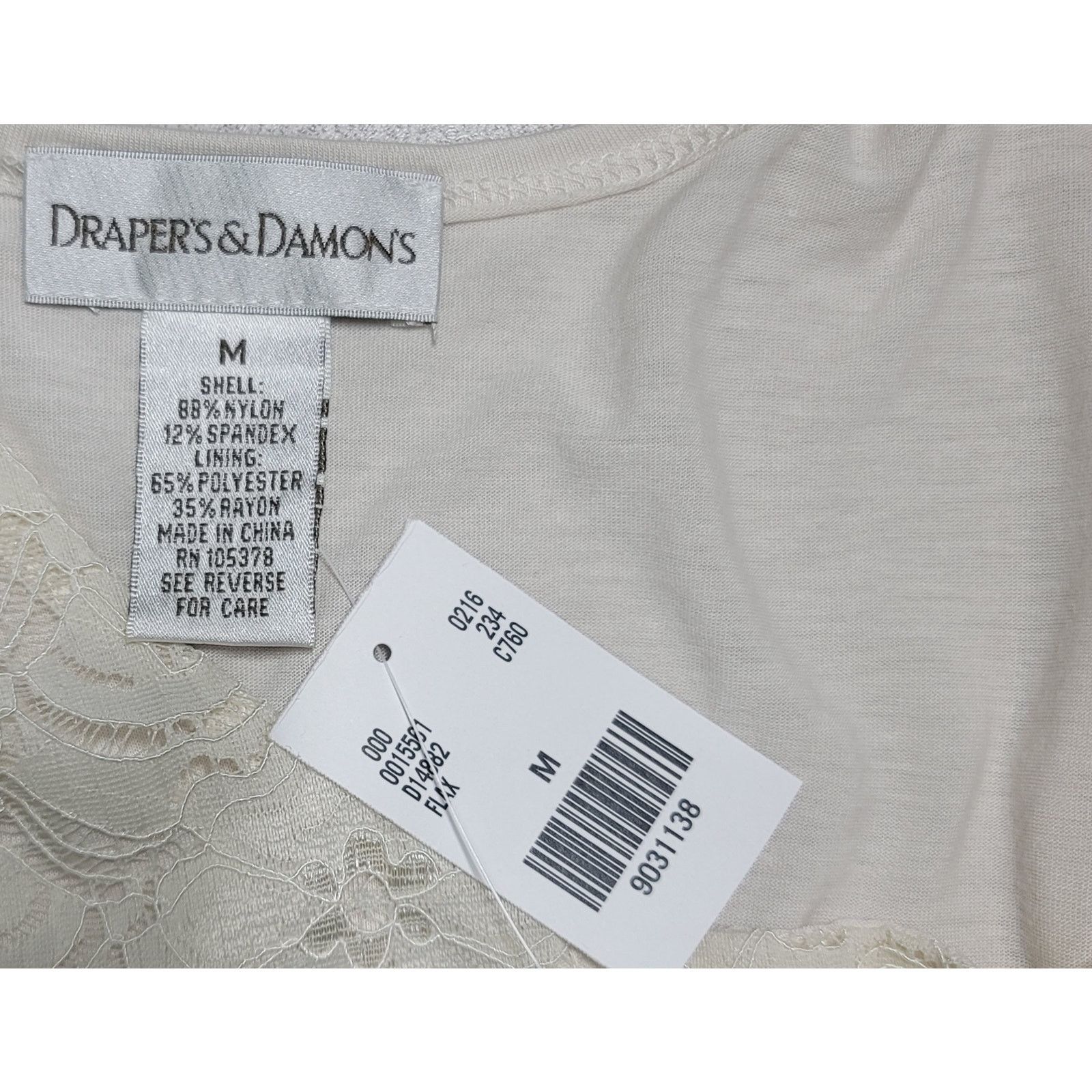 Other Draper's & Damon's Beige Lace Overlay Slub Top Medium NWT Size M / US 6-8 / IT 42-44 - 4 Thumbnail