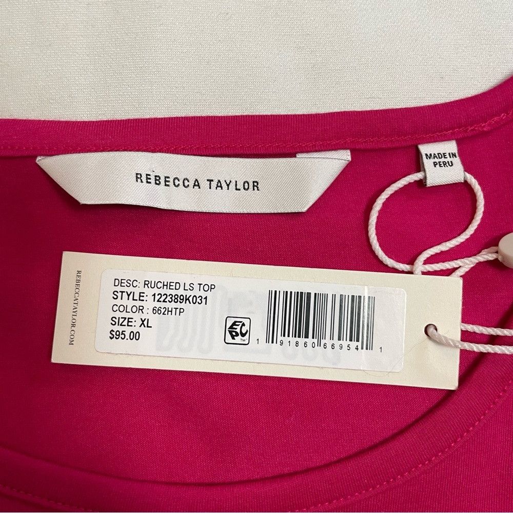 Rebecca Taylor NWT New $95 Rebecca Taylor Ruched Long-Sleeve Pink Top Size Size XL / US 12-14 / IT 48-50 - 7 Thumbnail