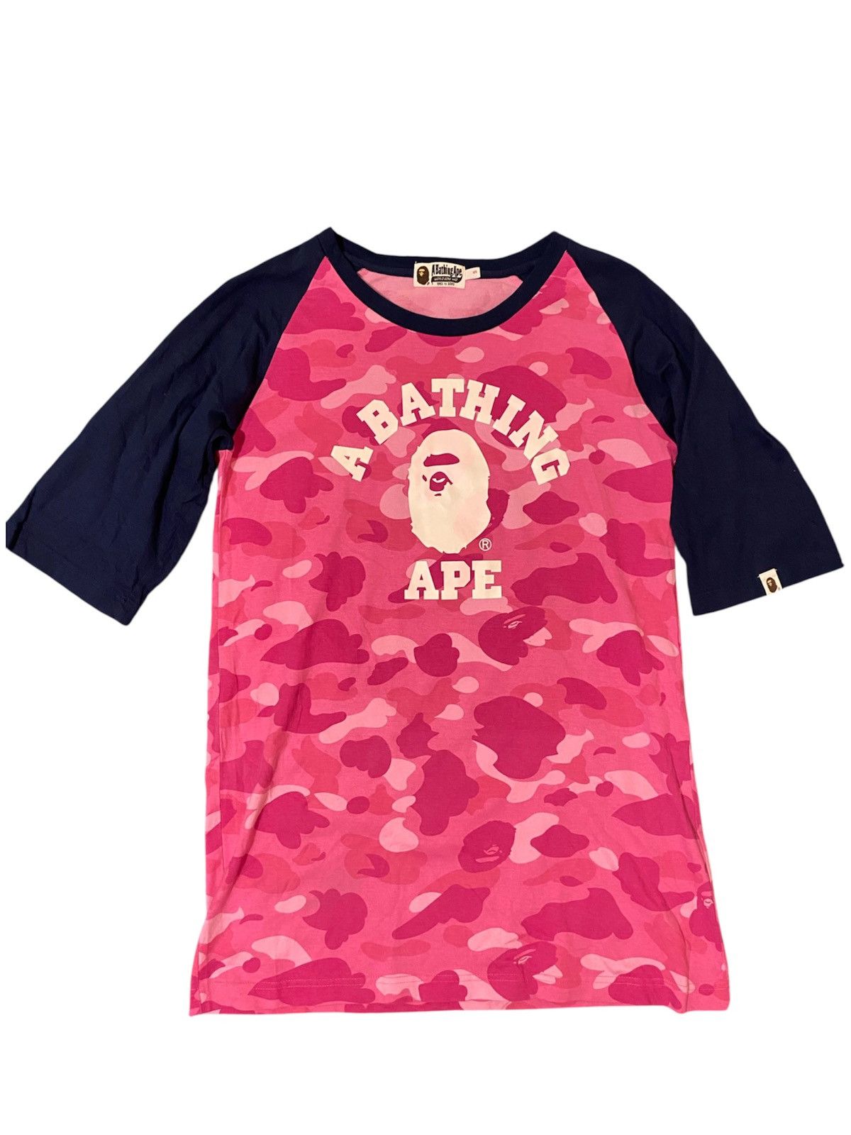 Bape Bape College Tee Pink - Raglan Size S / US 4 / IT 40 - 1 Thumbnail