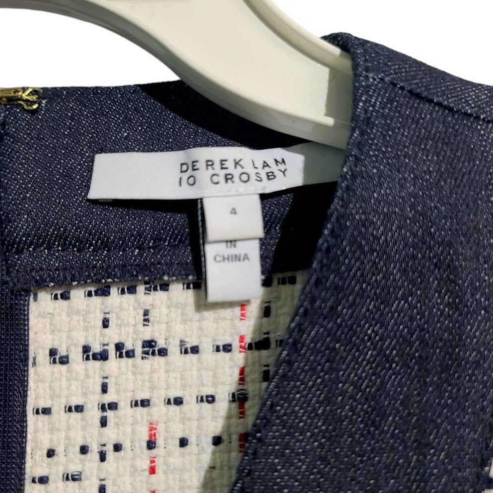 Derek Lam 10 Crossbody Tweed Denim Fit Flare Dress