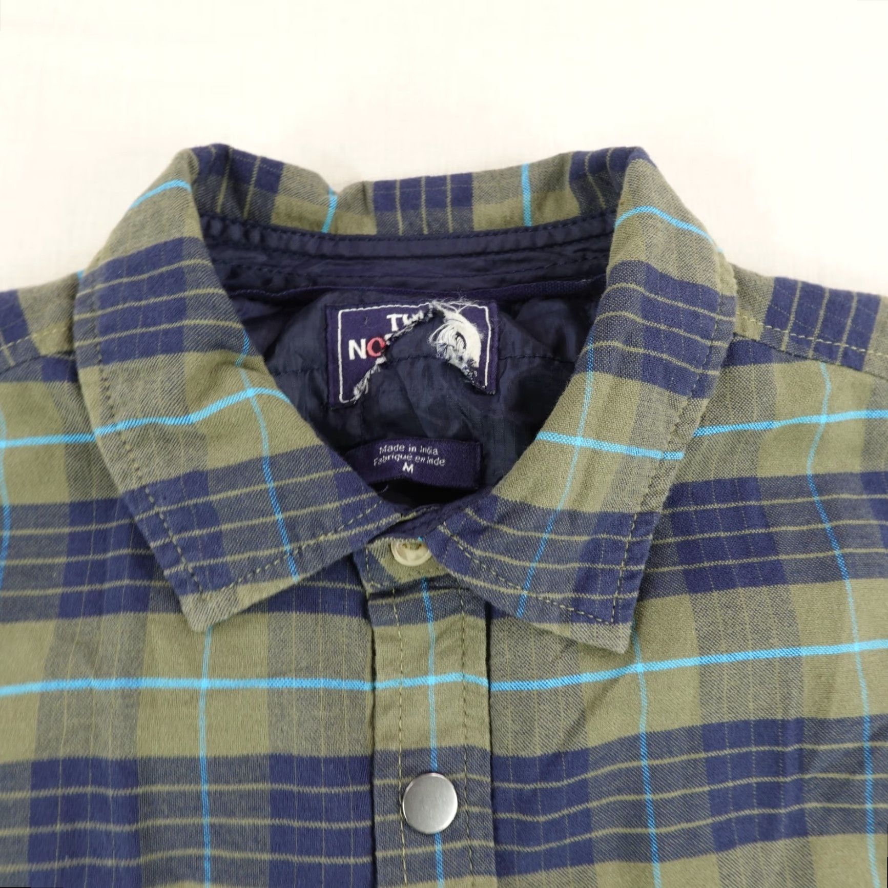 The North Face North Shirt Mens Medium Plaid Green Blue Quilt Lined Flannel Snap Up Shacket Size US M / EU 48-50 / 2 - 2 Thumbnail