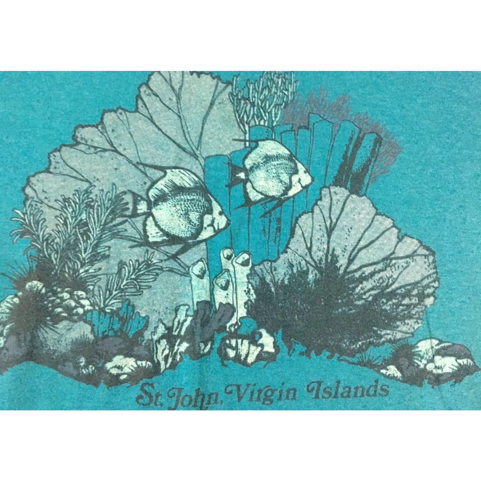 Hanes VINTAGE St John Virgin Islands Shirt Large Blue Mens T-Shirt 80s 90s Surf Beach Ocean Wave Hawaii Island Retro Size US L / EU 52-54 / 3 - 2 Thumbnail
