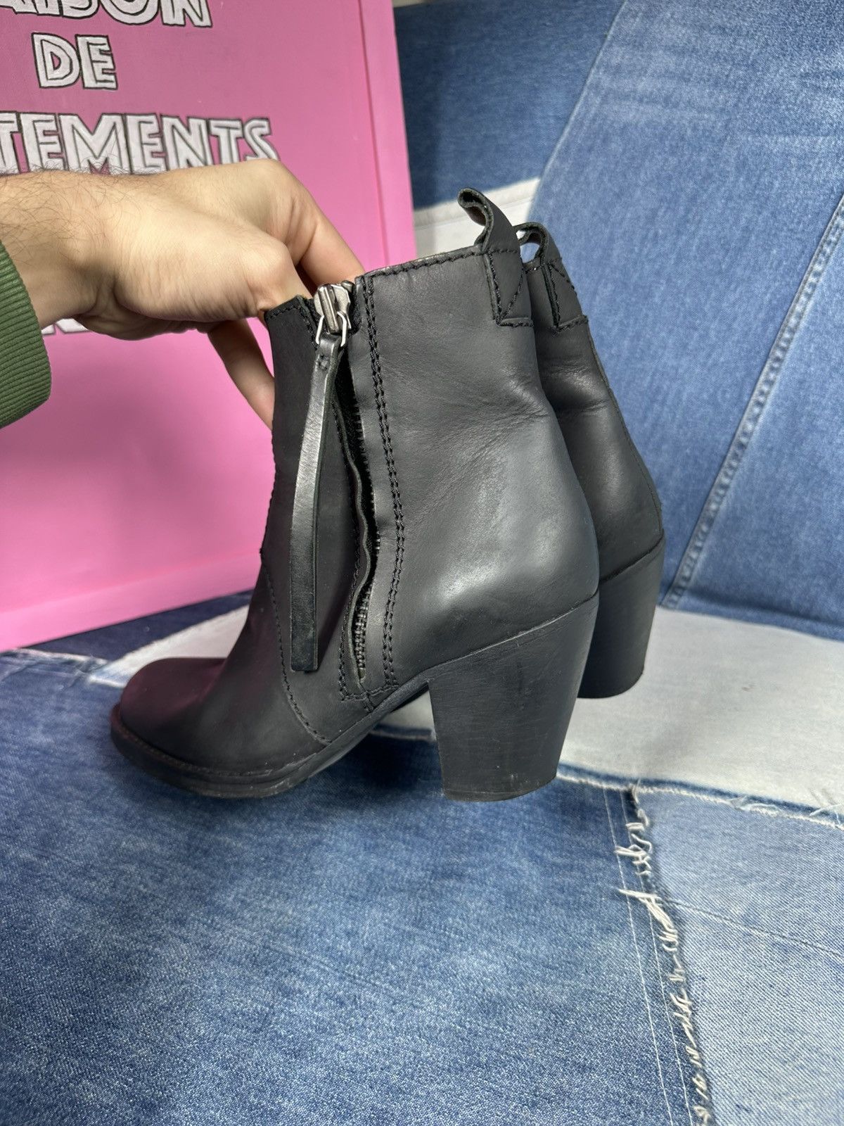 Acne Studios Acne Studios Leather Pistol Black Block Heels Ankle Boots Size US 10 / IT 40 - 18 Thumbnail