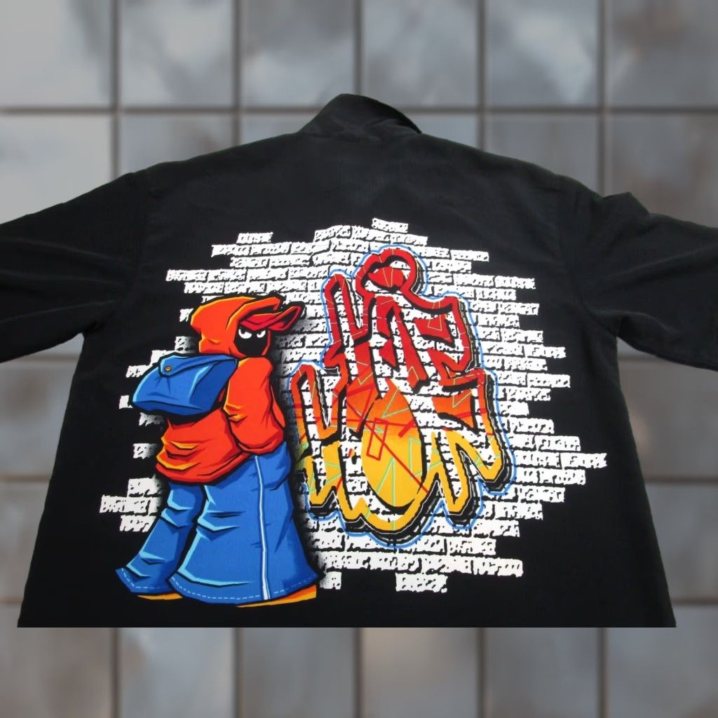 Vintage VINTAGE KAD Shirt mens M Black Graffiti Hip Hop Rap y2k Baggy 90s Size US M / EU 48-50 / 2 - 1 Thumbnail