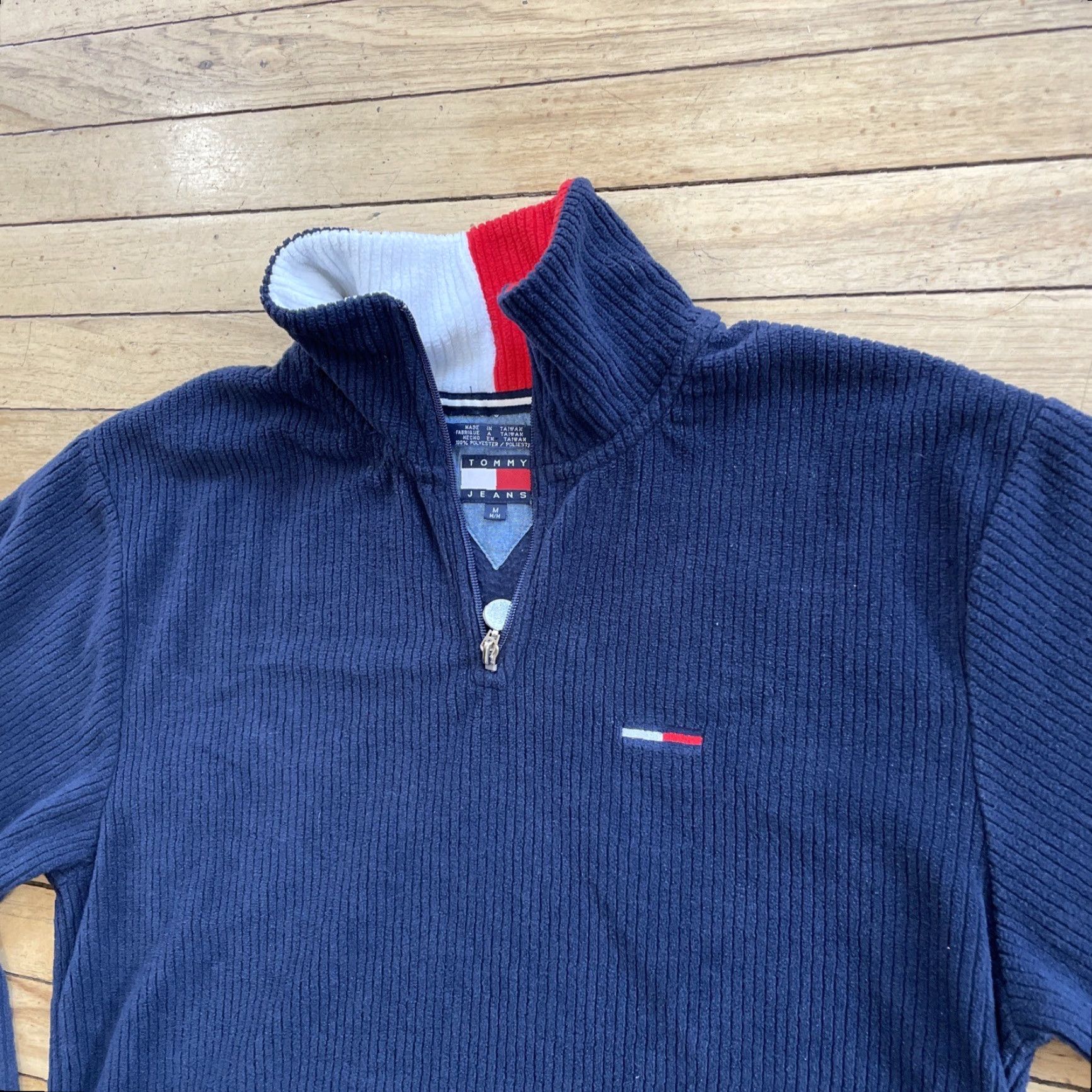 Vintage VINTAGE Tommy Jeans Fleece Sweater Men M Blue 90s Y2k 1/4 Zip Pendant Turtleneck Size US M / EU 48-50 / 2 - 4 Thumbnail