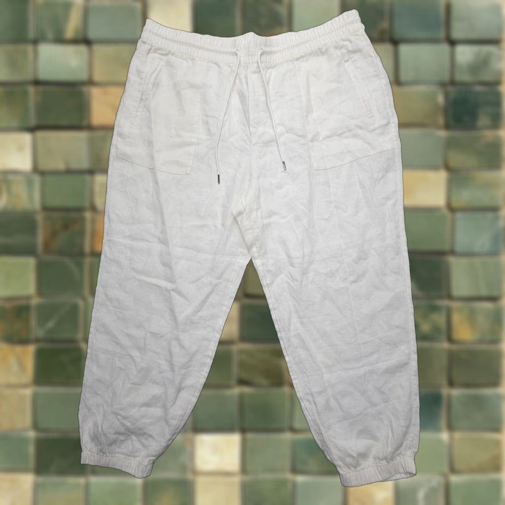Athleta Athleta Linen Jogger Pants Women Plus Size 20 White Drawstring Elastic Waist Pockets 26in Inseam Womens Size 42" / US 20 - 1 Thumbnail