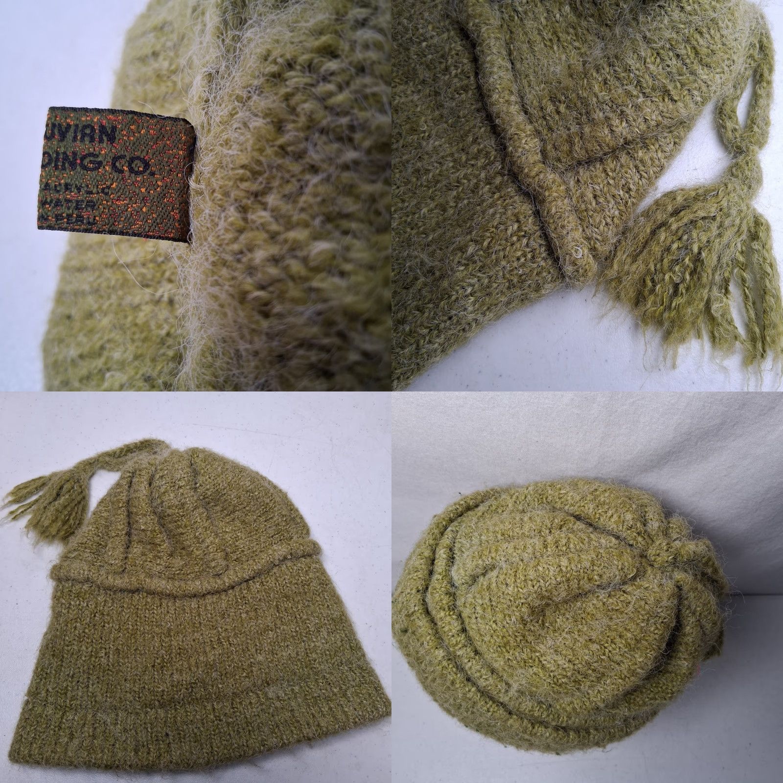 CO VINTAGE Peruvian Trading Co Knit Hat Green Tassel Winter Beanie Hippie Boho Women One Size Green Tassled Beanie Boho Hippie Winter Size ONE SIZE - 8 Thumbnail