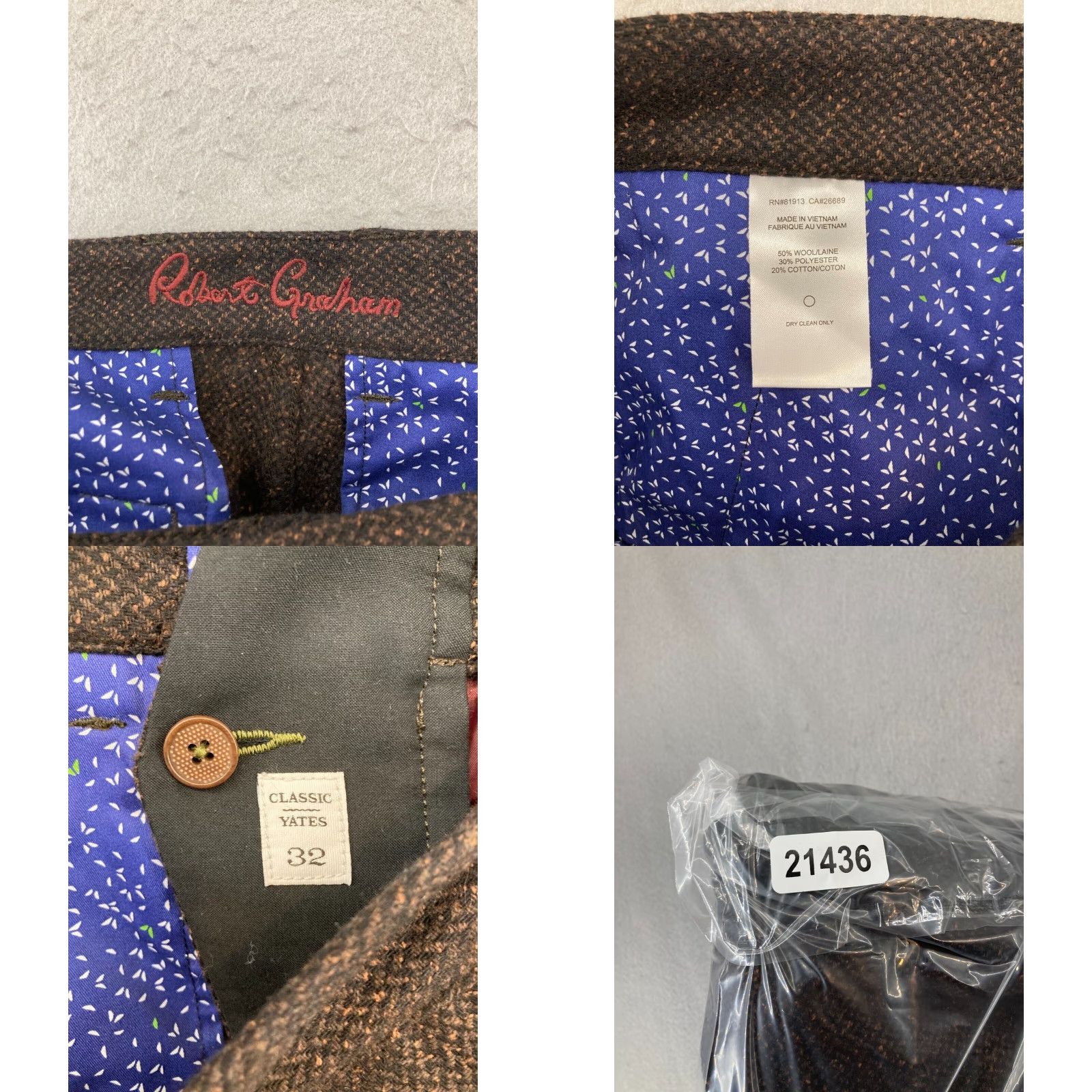 Robert Graham Robert Graham Classic Women's Trouser Pants 32 Brown Herringbone Dress Pants Size 24" / US 00 / IT 34 - 8 Thumbnail