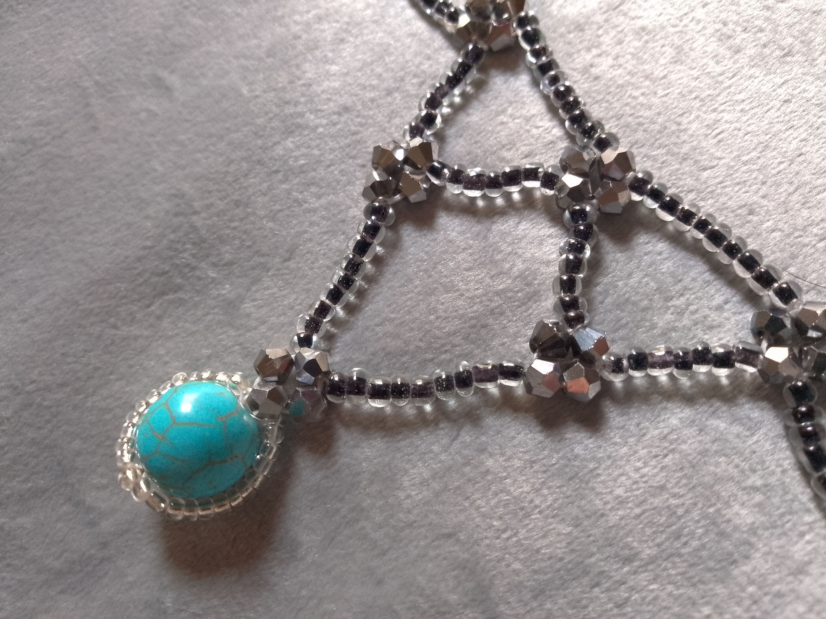 Handmade Black gothic necklace natural turquoise Howlite gemstones Size ONE SIZE - 5 Thumbnail